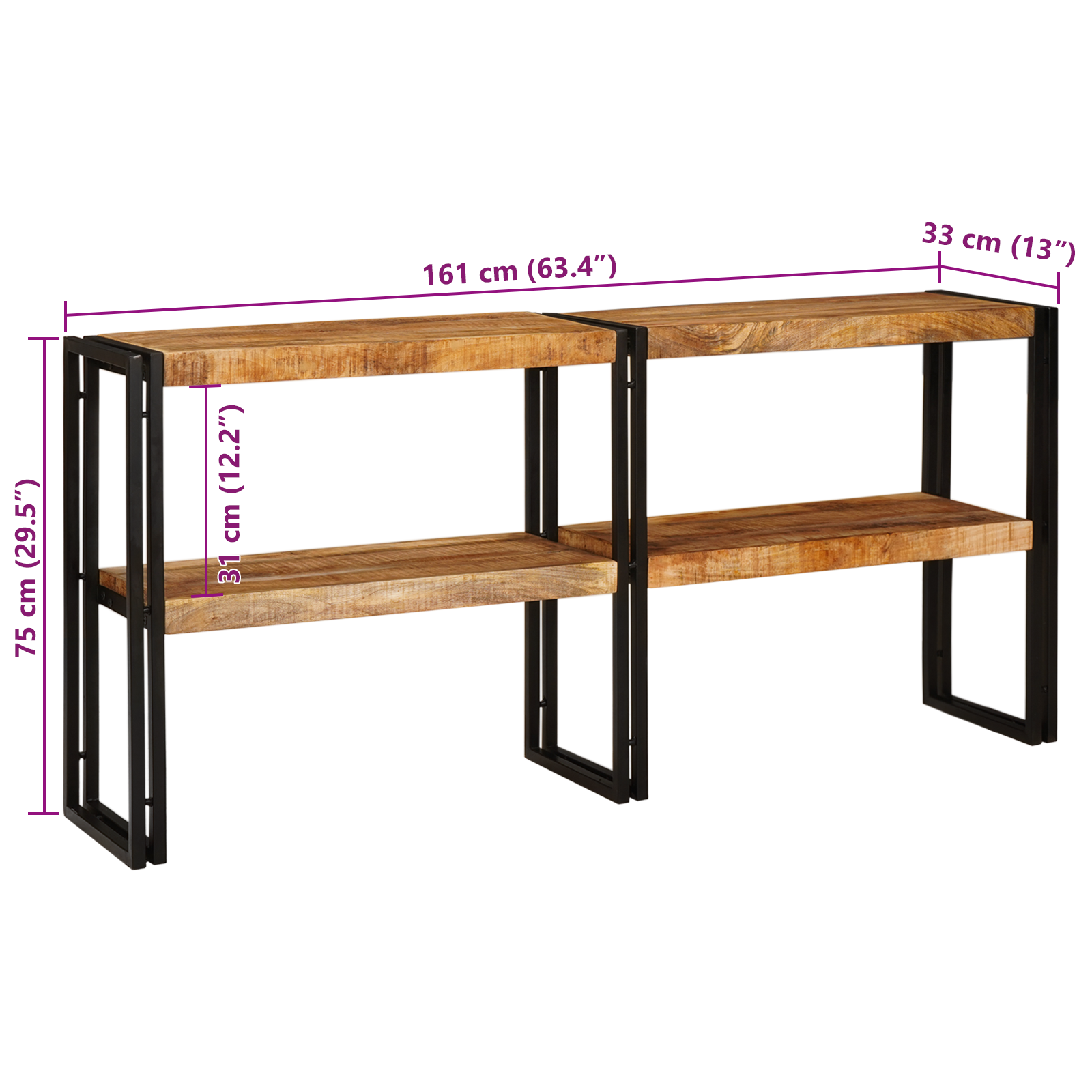 Console Table 160x33x75 cm Solid Rough Wood Mango - Image 10
