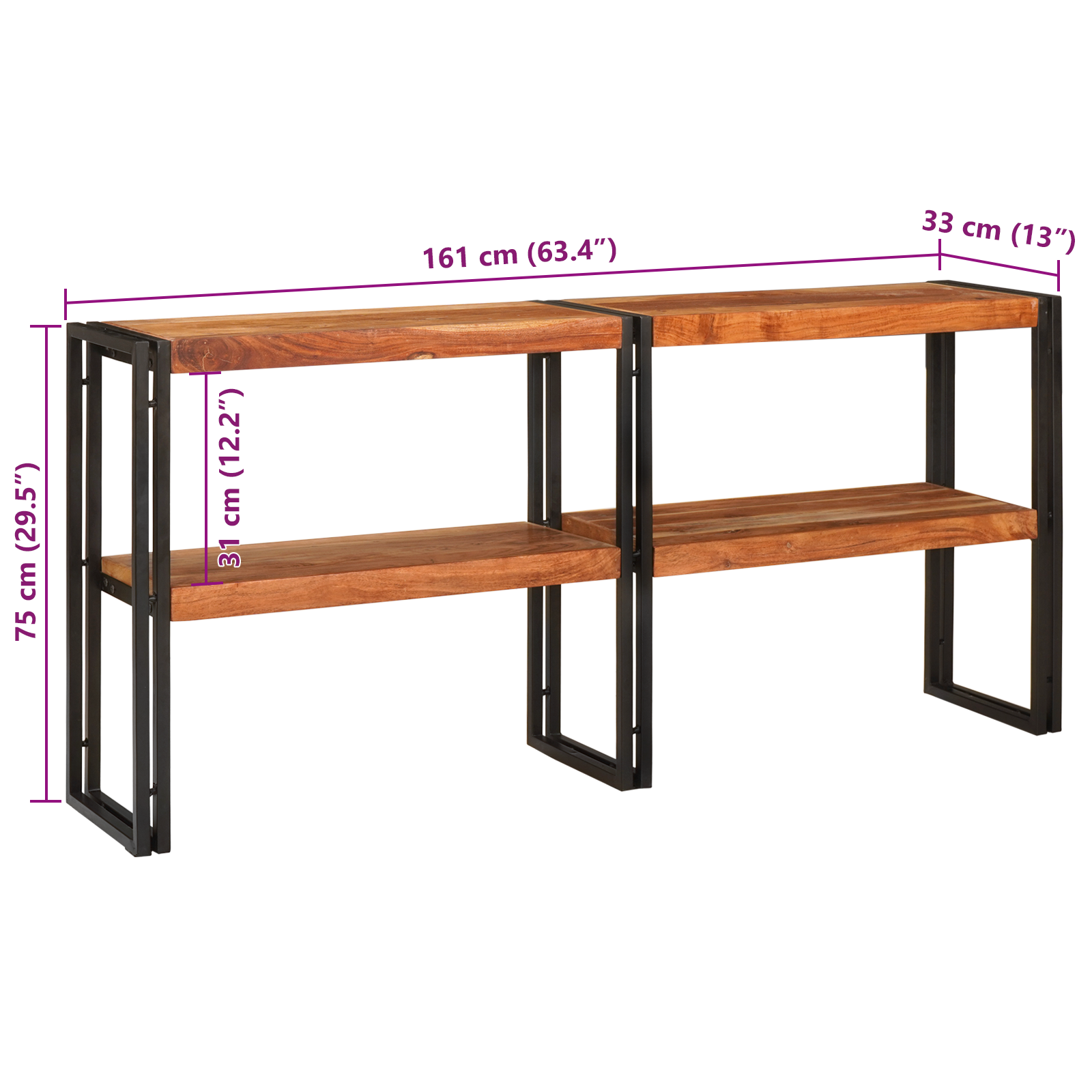 Console Table 160x33x75 cm Solid Rough Acacia - Image 10