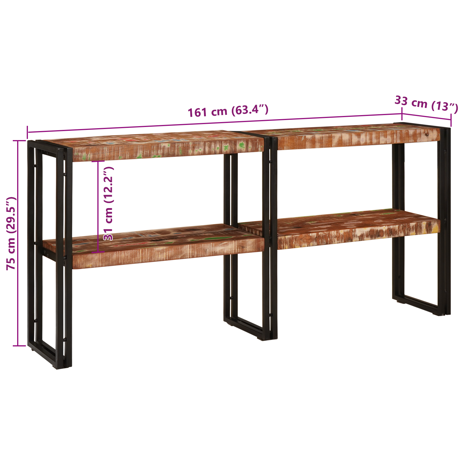 Console Table 160x33x75 cm Solid Wood Reclaimed - Image 10