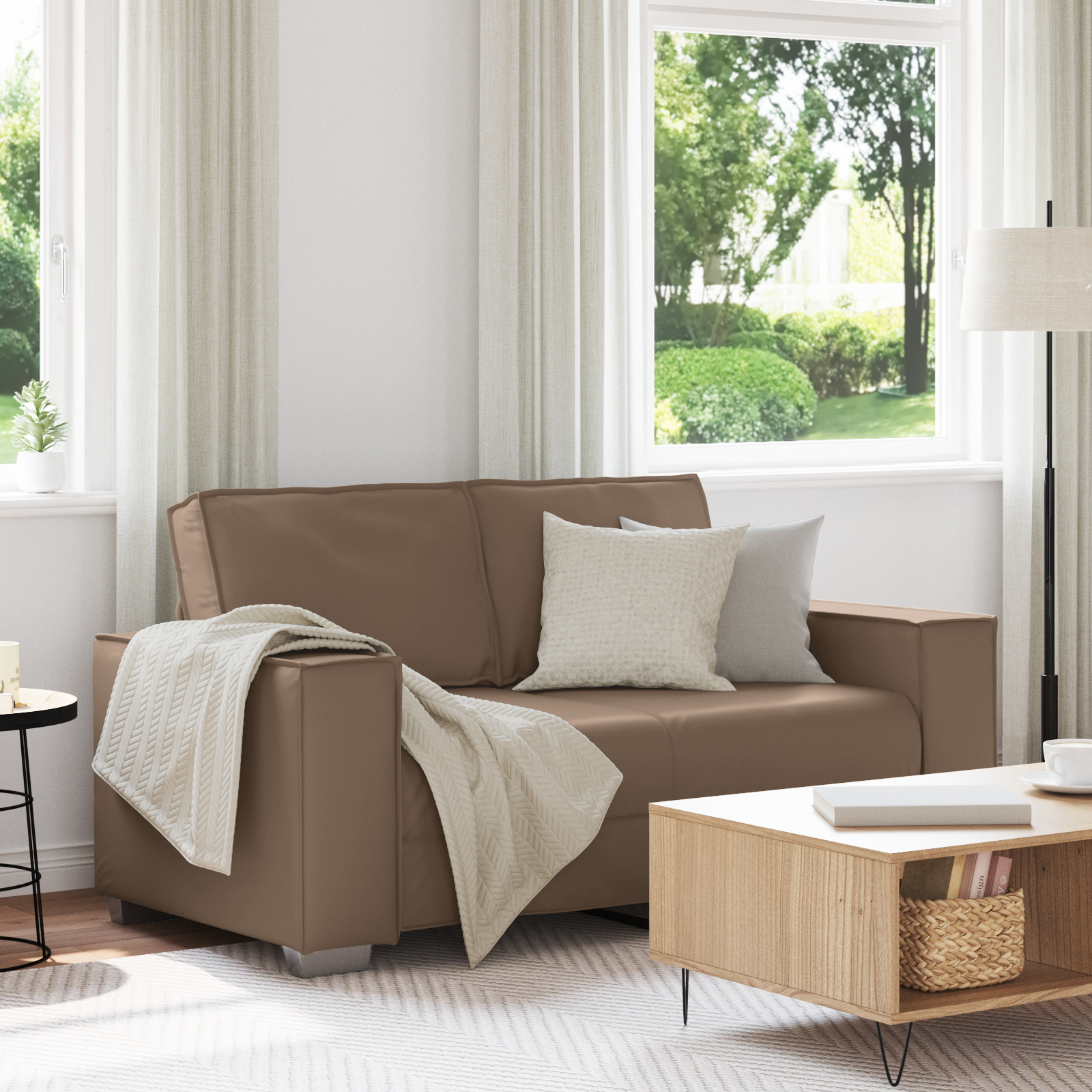 Thumbnail - vidaXL Sofa 2-Sitzer Cappuccinobraun 120 cm Kunstleder