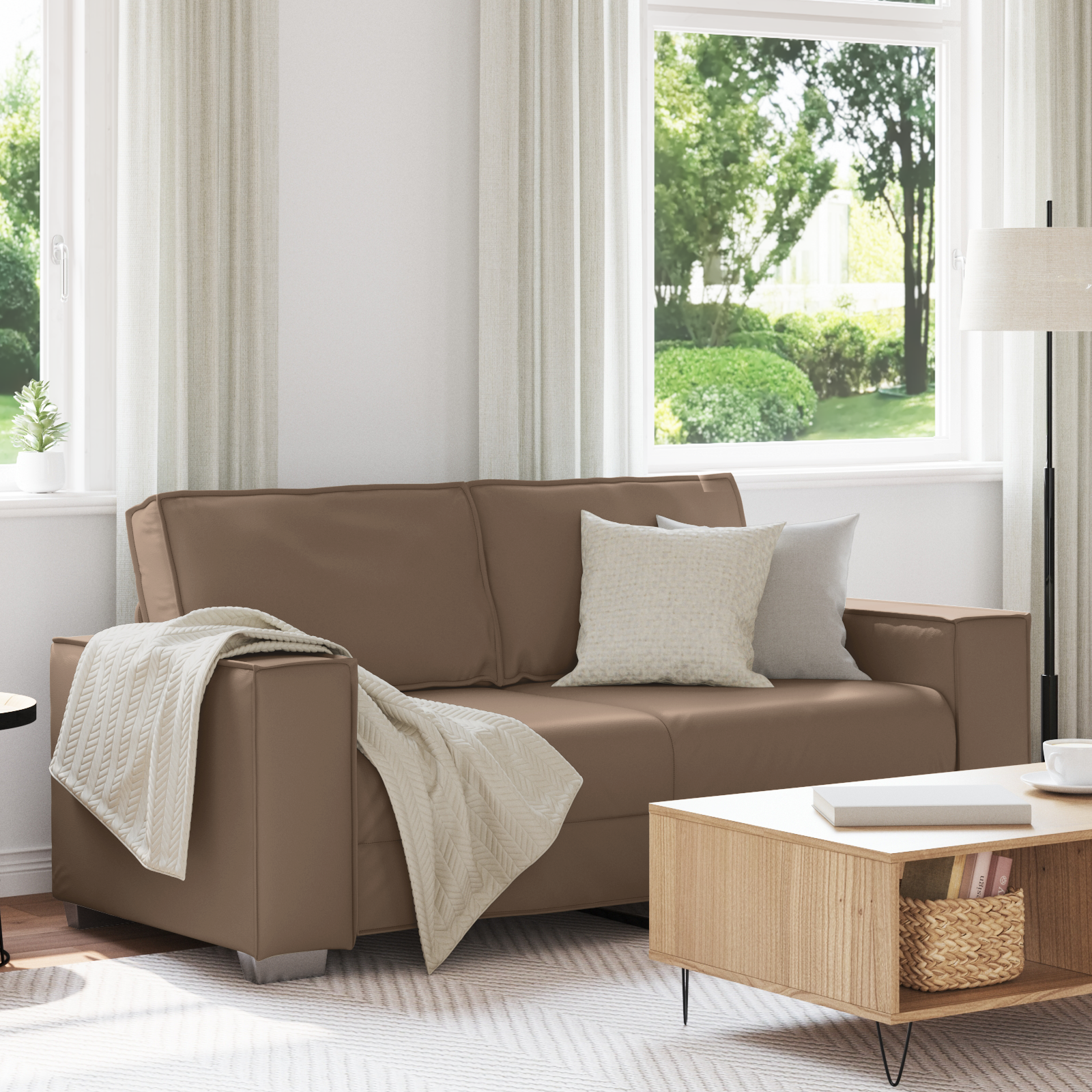 Thumbnail - vidaXL Sofa 2-Sitzer Cappuccinobraun 140 cm Kunstleder
