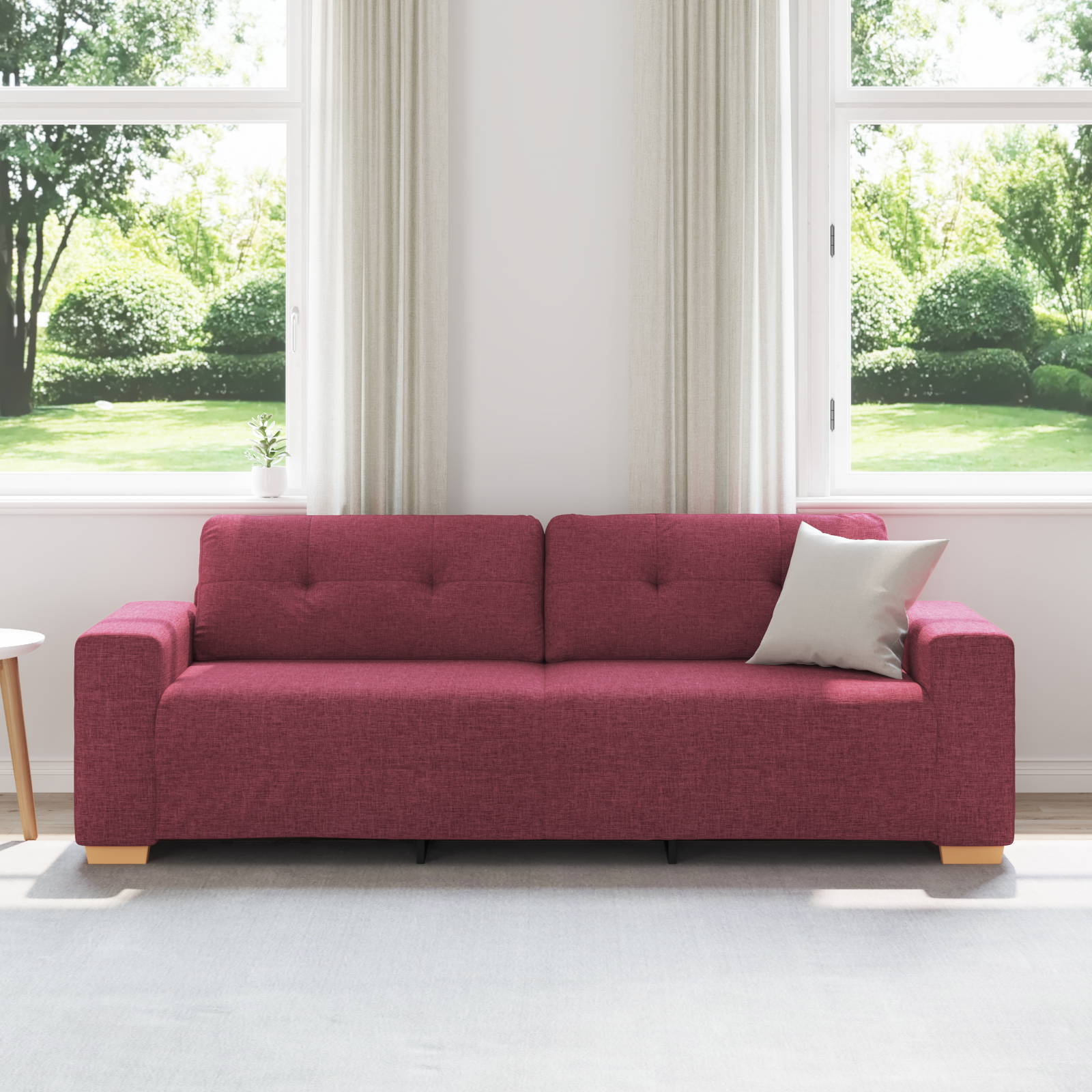 3-Seater Sofa in Wine Red, 180 cm Fabric - Image 3