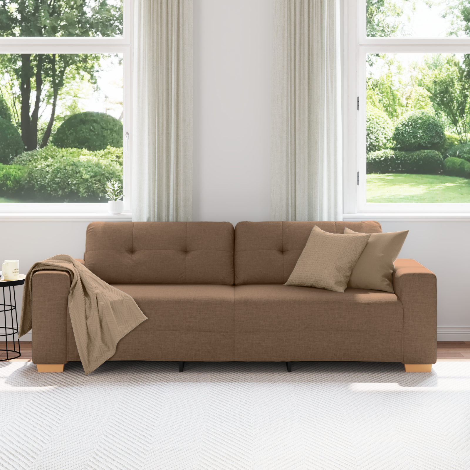 3-Seater Sofa - Brown, 180 cm Fabric - Image 3