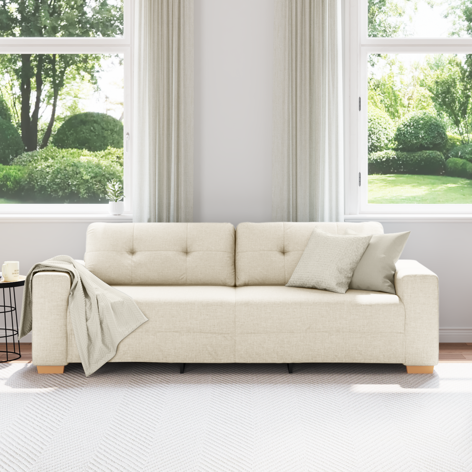vidaXL Sofa 3-Sitzer Leinen 180 cm