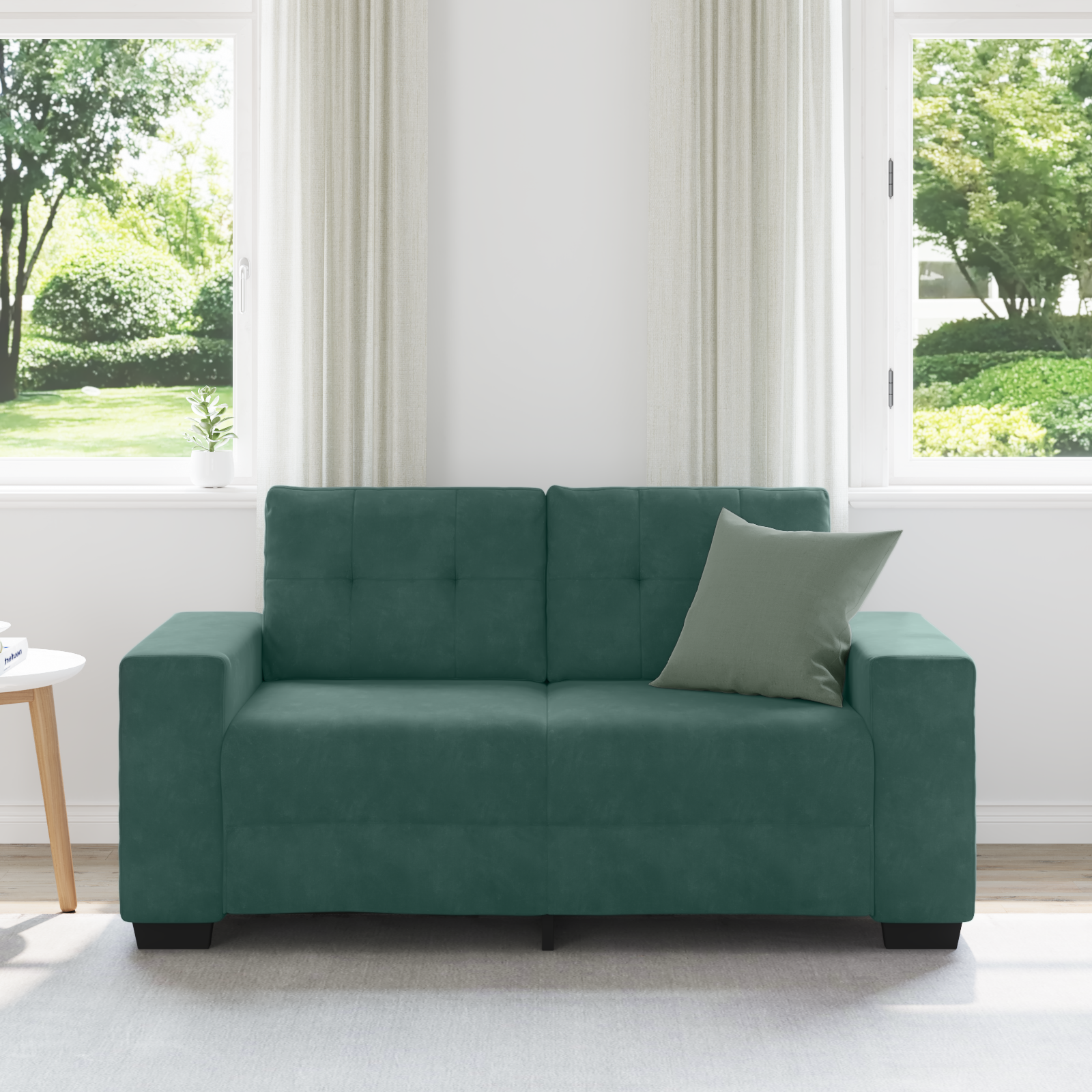 Loveseat Sofa in Dark Green Velvet, 120 cm - Image 3