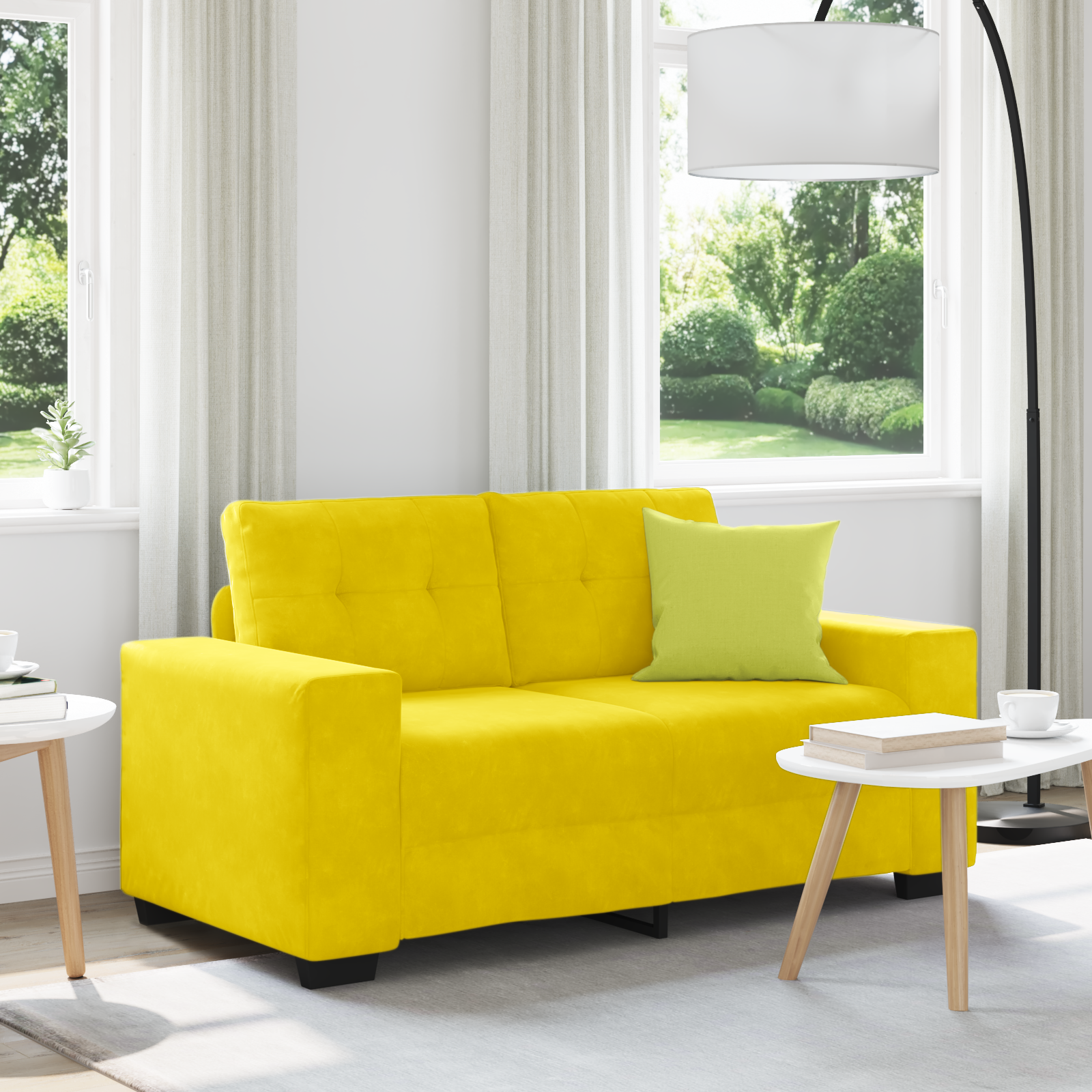 Yellow Loveseat Sofa 120 cm in Velvet