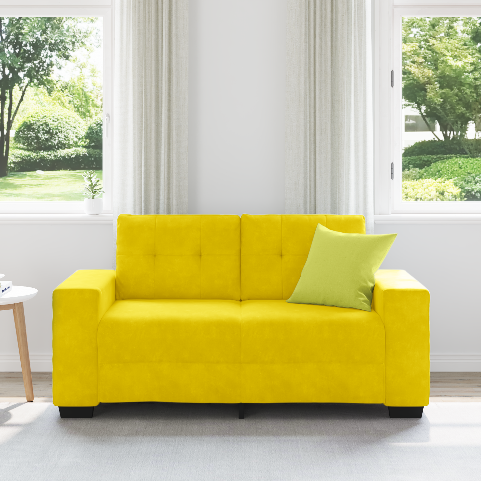 Yellow Loveseat Sofa 120 cm in Velvet - Image 3