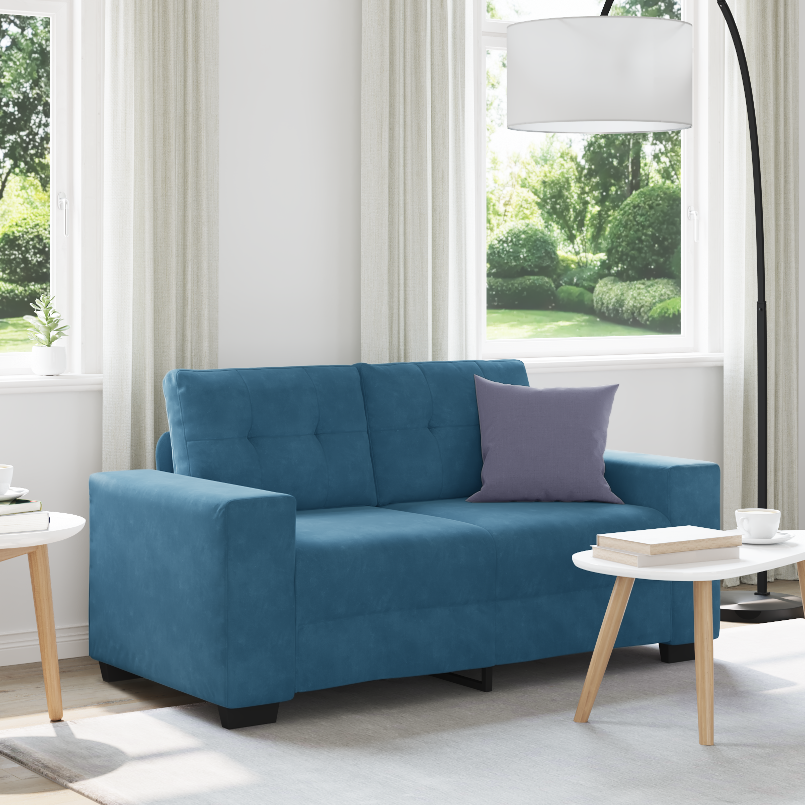 | Tosæders sofa | med pude Blå Fløjl
