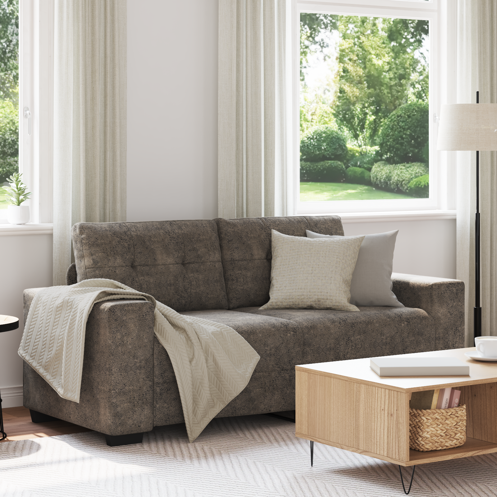 Thumbnail - vidaXL Sofa 2-Sitzer Dunkelgrau 140 cm Kunstleder
