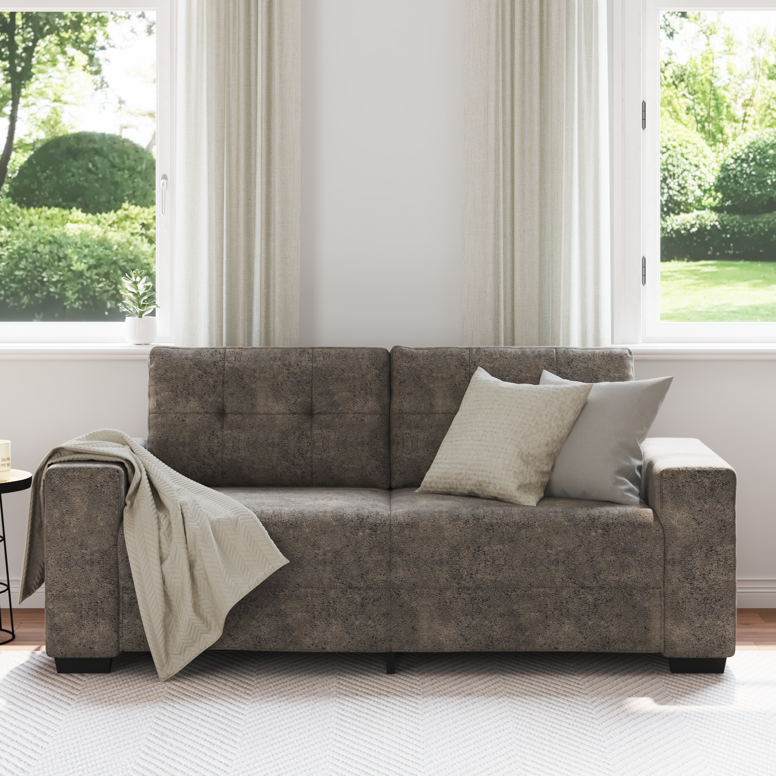 Thumbnail - vidaXL Sofa 2-Sitzer Dunkelgrau 140 cm Kunstleder