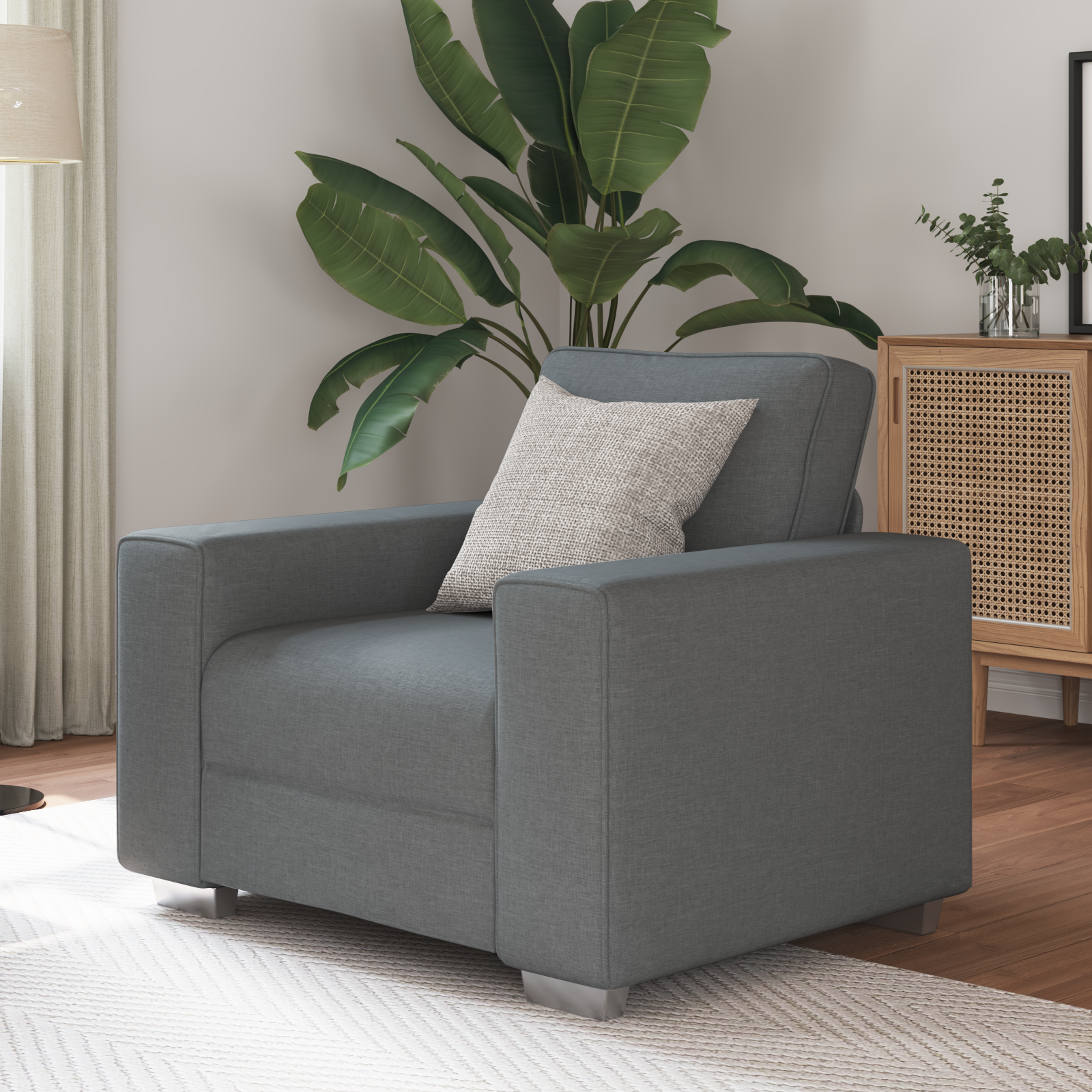 Thumbnail - vidaXL Sessel in Dunkelgrau, 59 cm aus Stoff