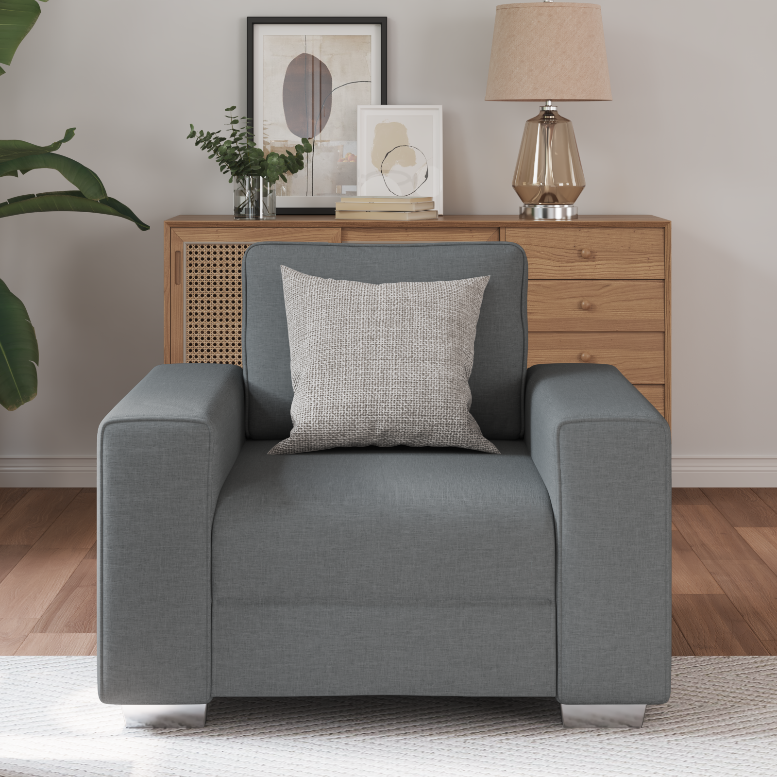 Thumbnail - vidaXL Sessel in Dunkelgrau, 59 cm aus Stoff