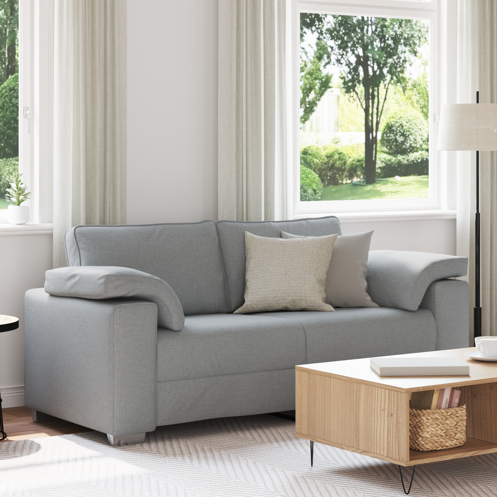 Thumbnail - vidaXL Loveseat Sofa in Hellgrau - 140 cm aus Stoff