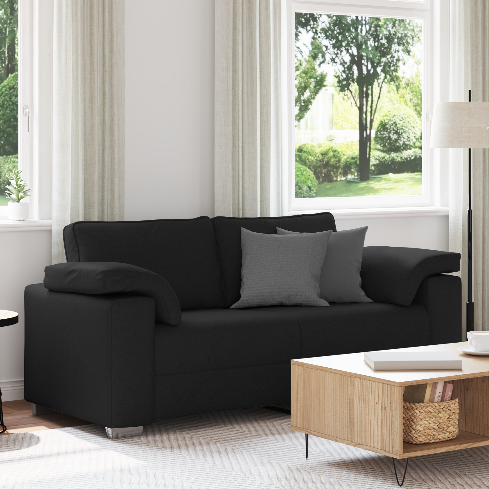 Thumbnail - vidaXL Sofa 2-Sitzer Schwarz 140 cm Stoff