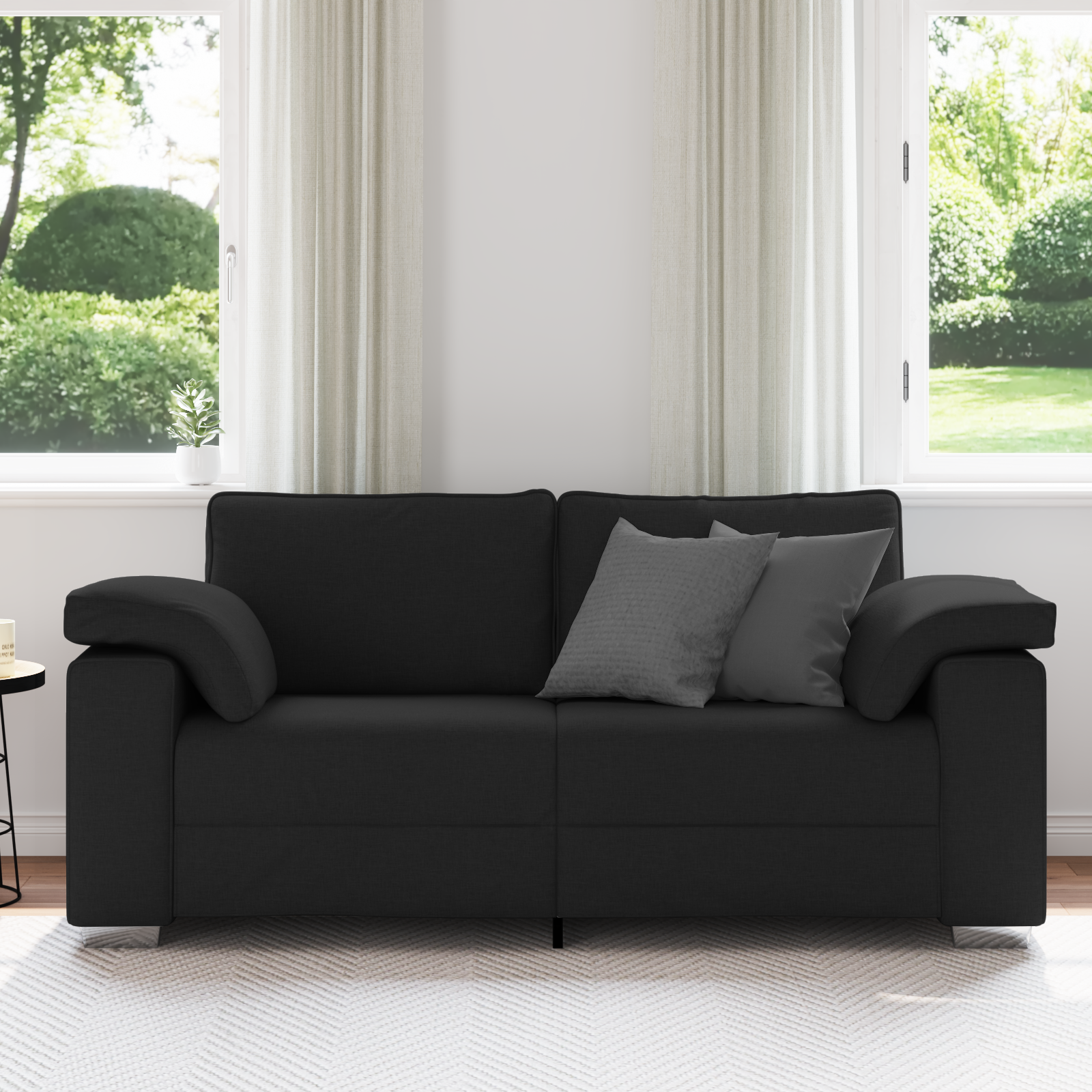 Thumbnail - vidaXL Sofa 2-Sitzer Schwarz 140 cm Stoff