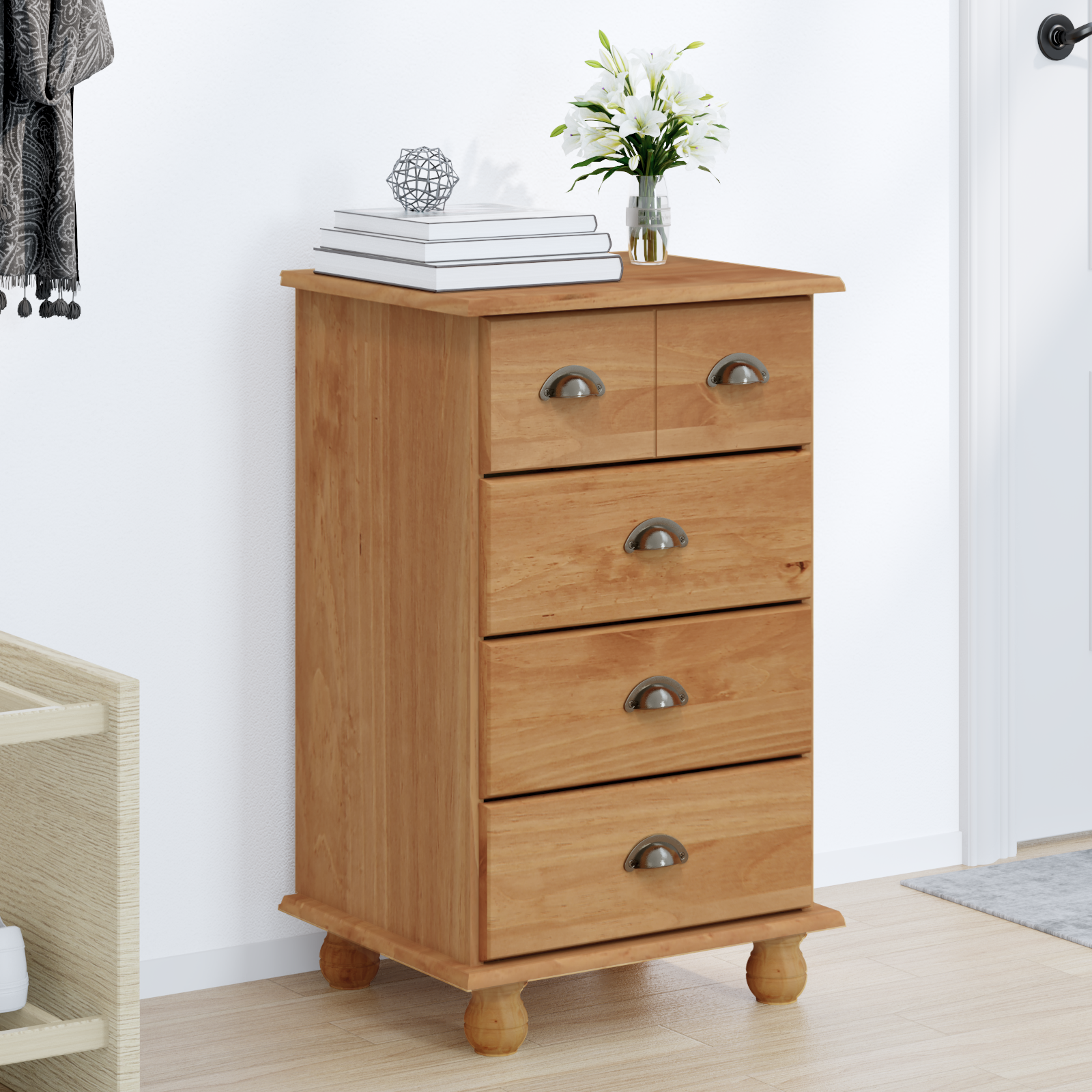 Chest of Drawers 'ASKIM'Honey Brown 45.8x40x79 cm Solid Wood Pine - Image 4