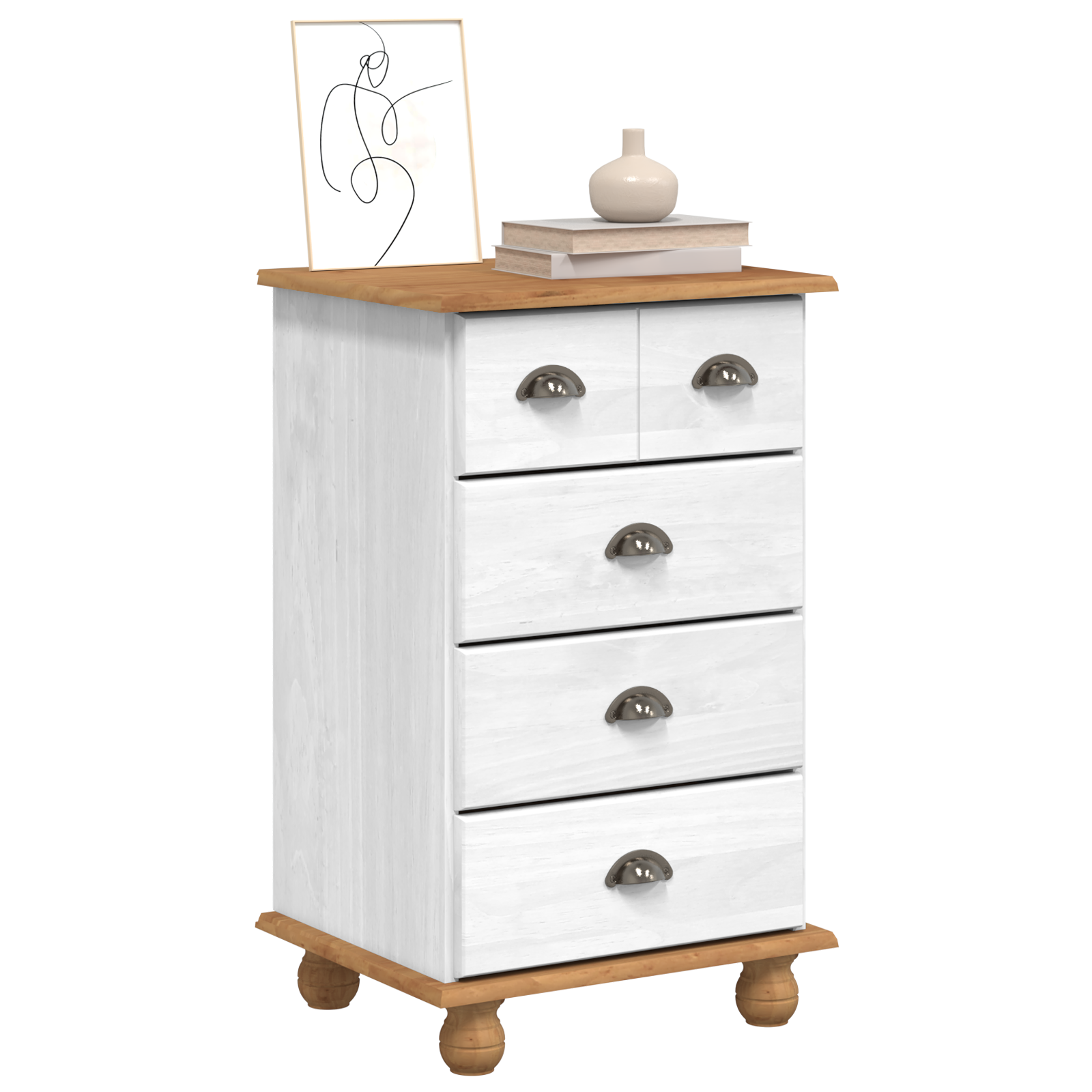 Chest of Drawers 'ASKIM'White 45.8x40x79 cm Solid Wood Pine - Image 3
