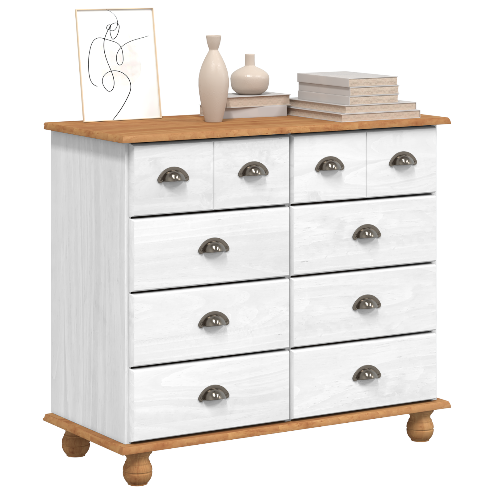 Chest of Drawers 'ASKIM'White 91x40x79 cm Solid Wood Pine - Image 3