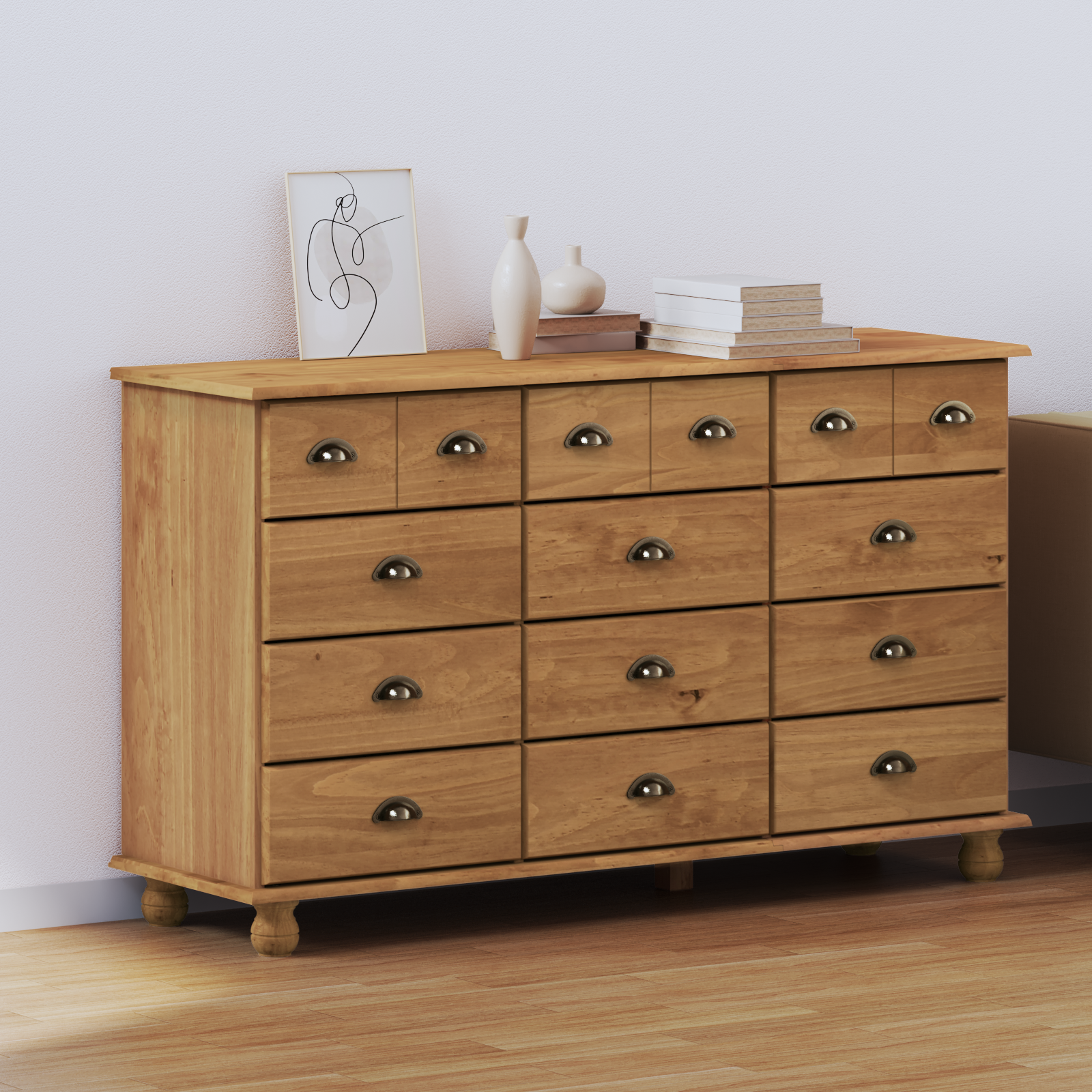 Ladekast ‘ASKIM’79x40x133.5 cm Massief Grenenhout