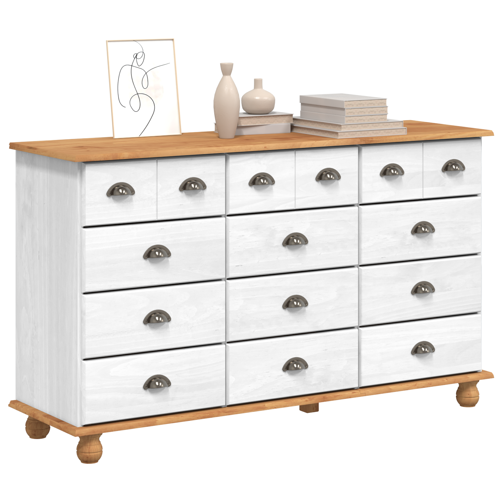 Chest of Drawers "ASKIM" White 79x40x133.5 cm Solid Wood Pine - Image 3