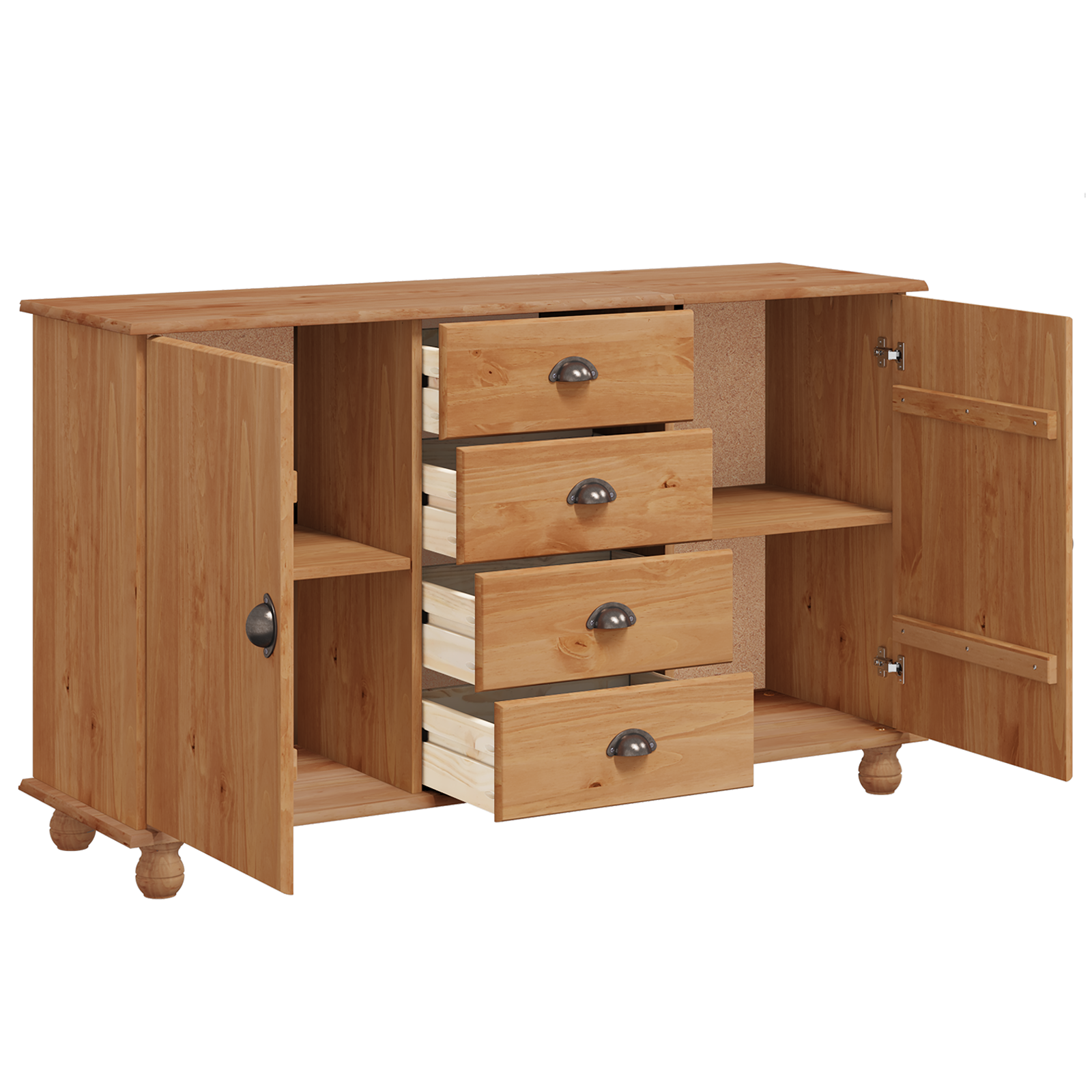 Sideboard "ASKIM" 133,5x40x79 cm Solid Wood Pine - Image 5