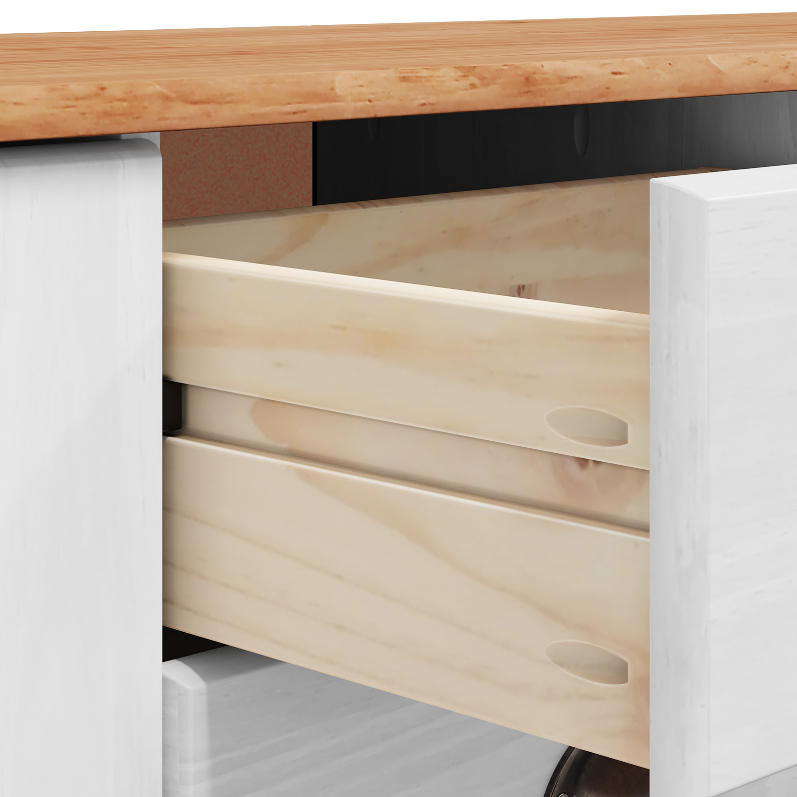 Sideboard 'ASKIM'White 133.5x40x79 cm Solid Wood Pine - Image 9