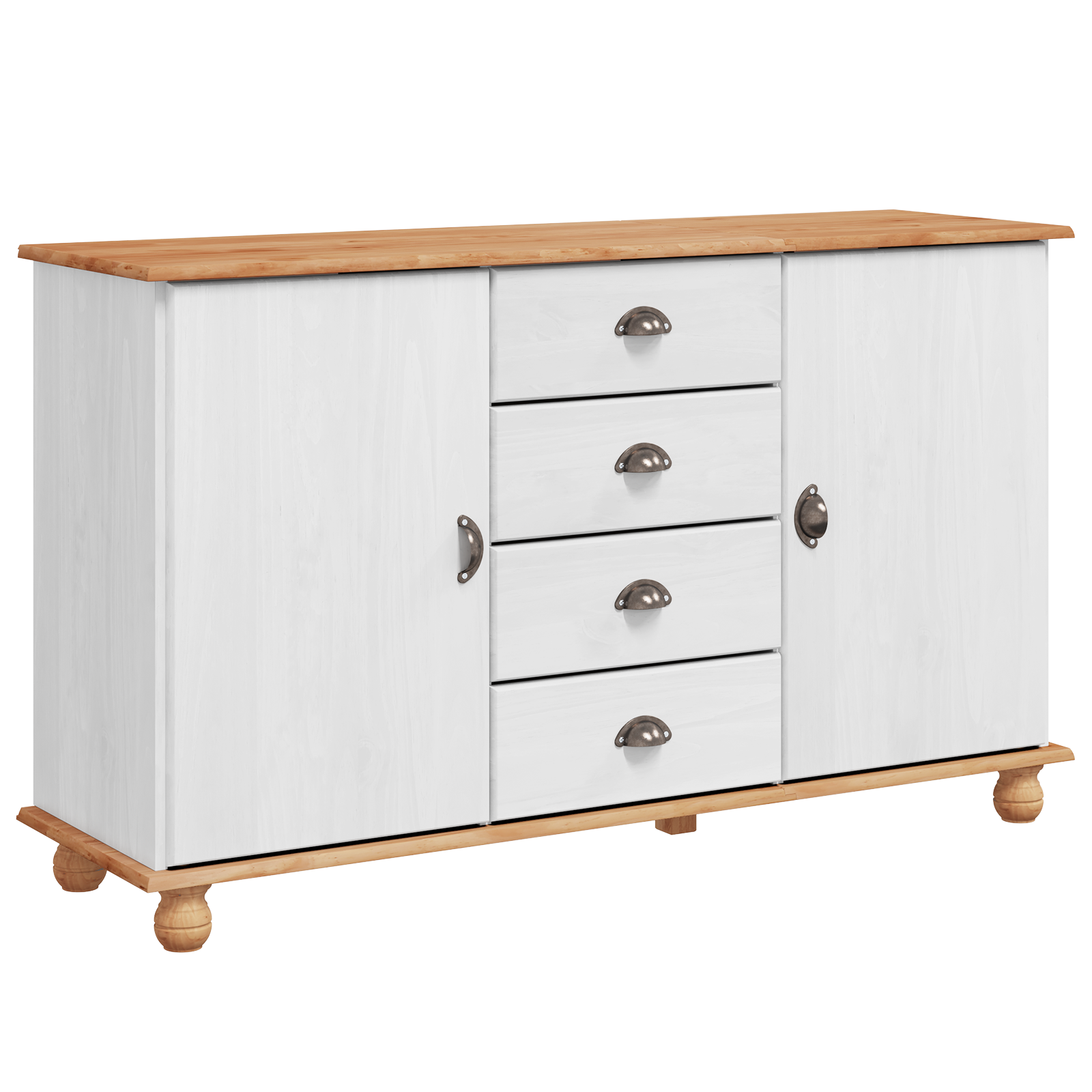 Sideboard 'ASKIM'White 133.5x40x79 cm Solid Wood Pine - Image 2