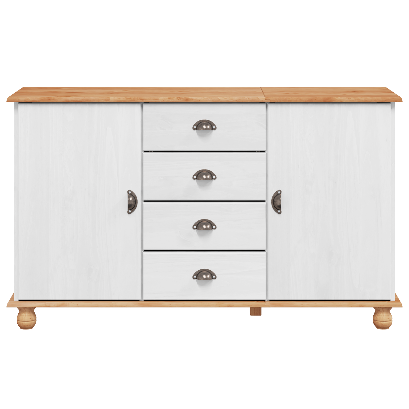 Sideboard 'ASKIM'White 133.5x40x79 cm Solid Wood Pine - Image 6