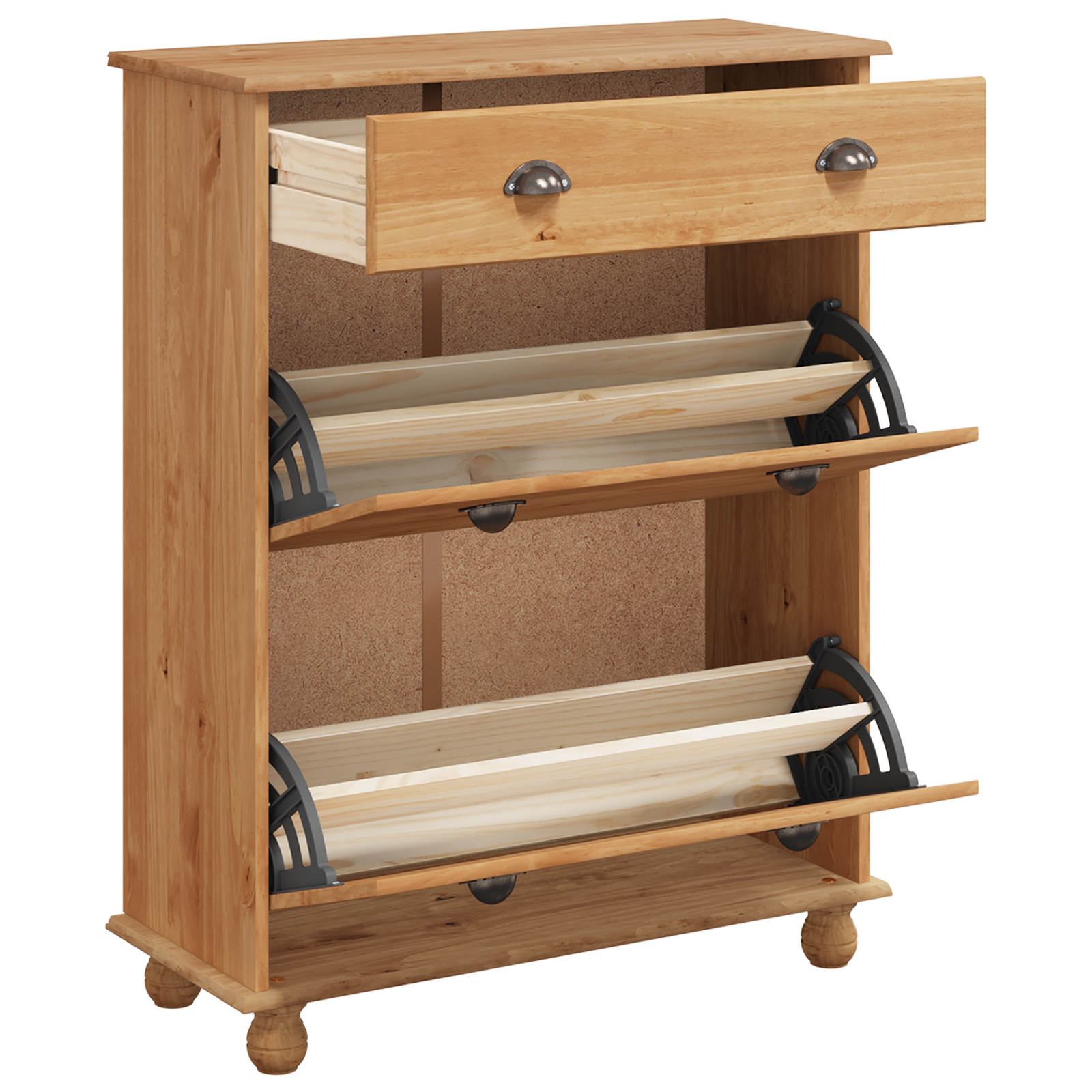 Shoe Cabinet "ASKIM" 85x35x108 cm Solid Wood Pine - Image 5