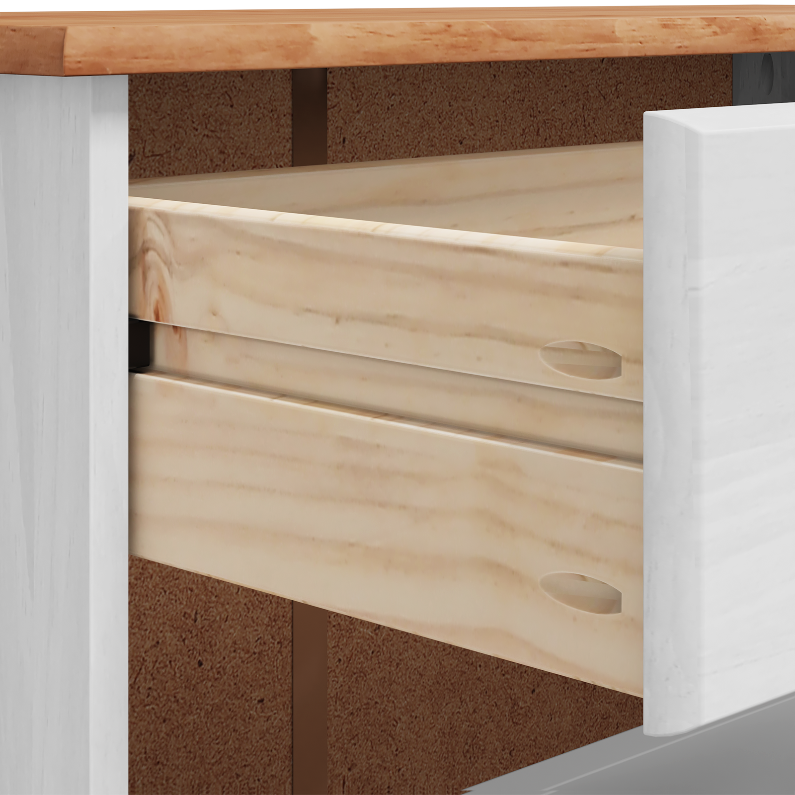 Shoe Cabinet ASKIM White 85x35x108 cm Solid Wood Pine - Image 9