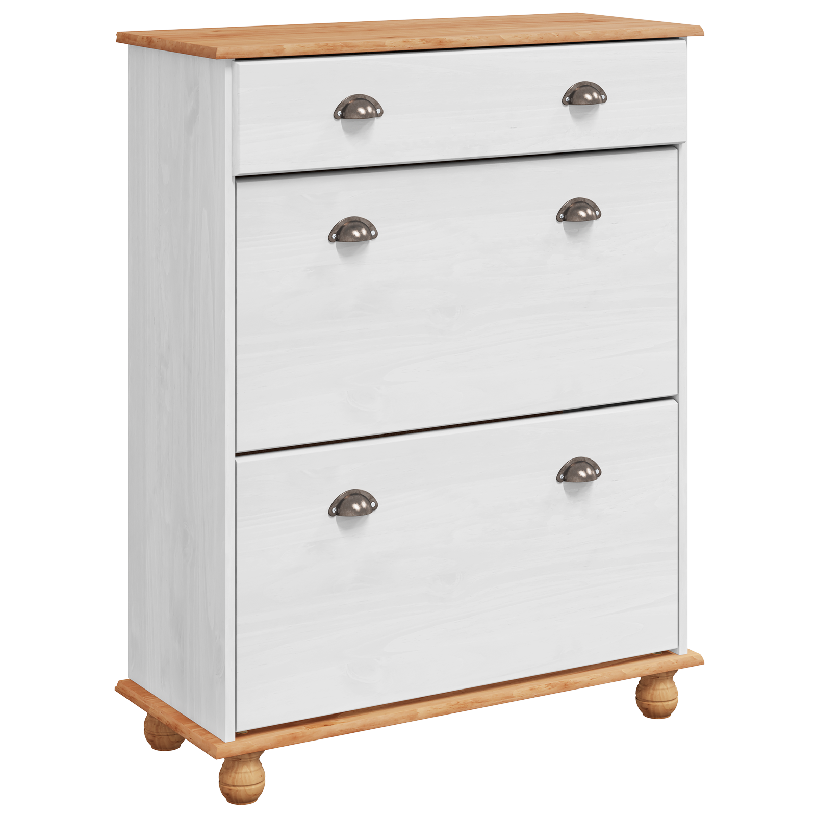 Shoe Cabinet ASKIM White 85x35x108 cm Solid Wood Pine - Image 2