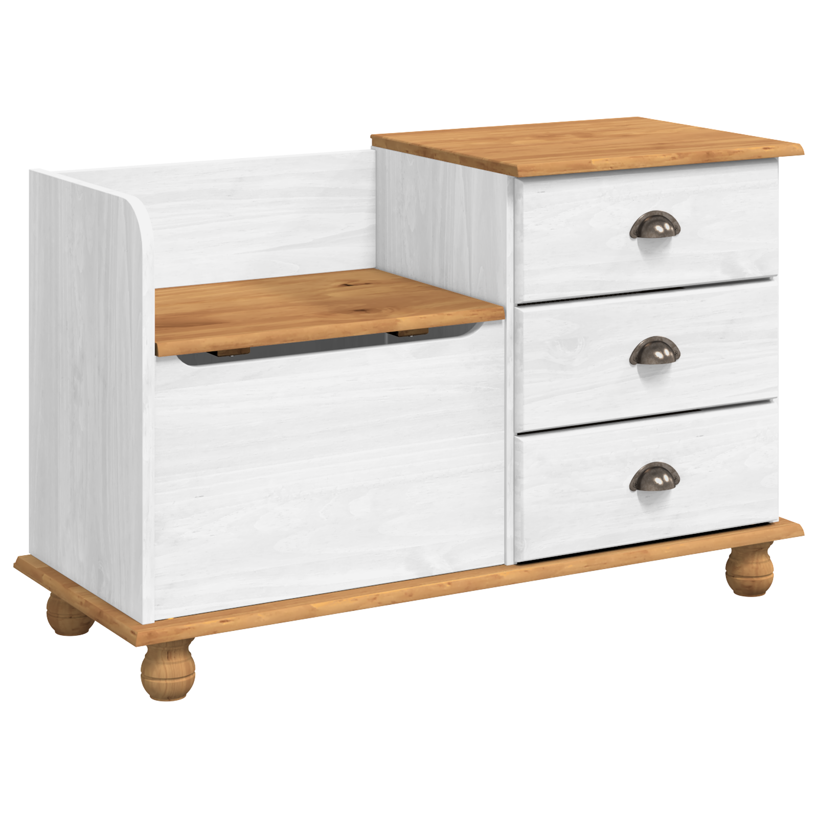 Entryway Storage Bench ASKIM White 100x39x62 cm Solid Wood Pine - Image 2