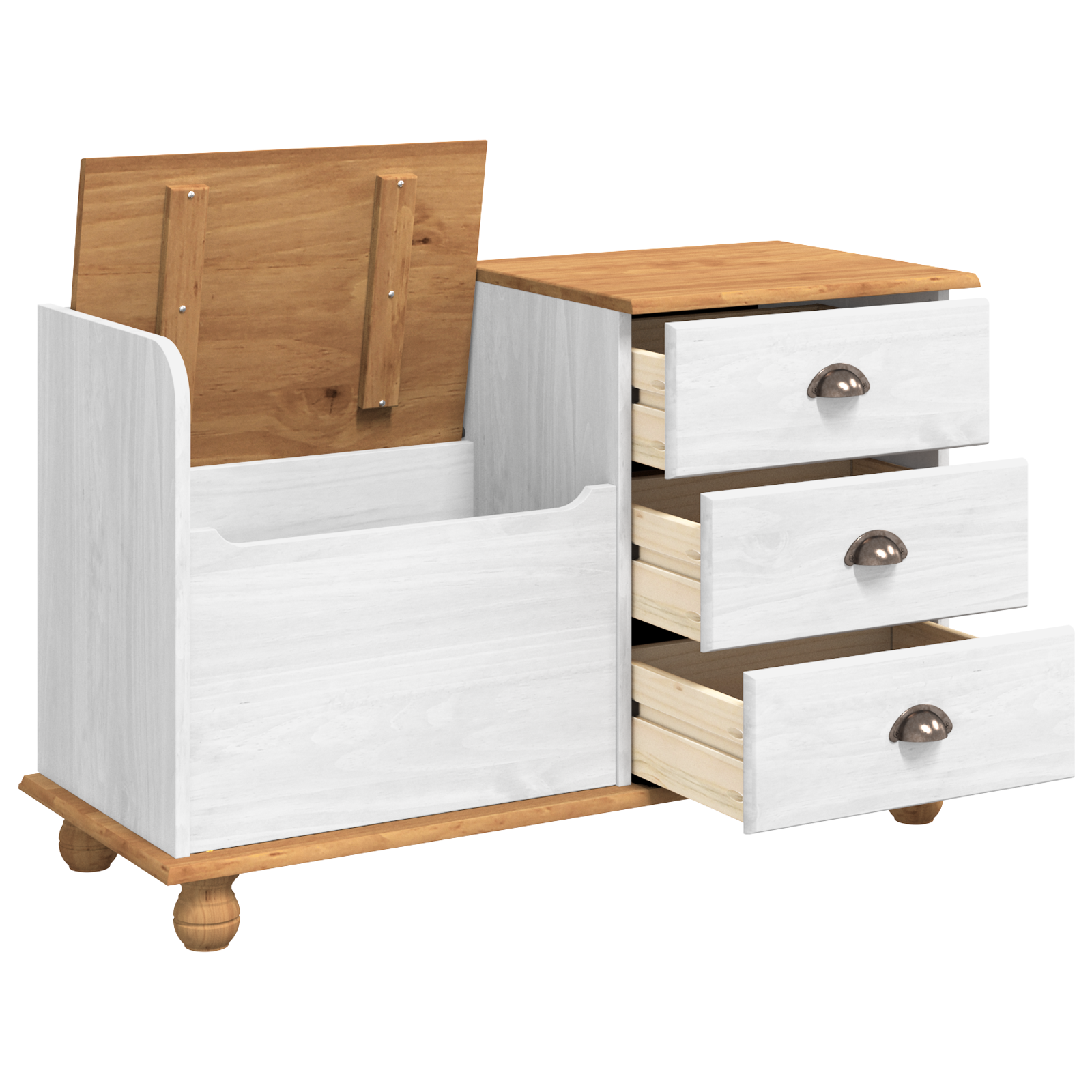 Entryway Storage Bench ASKIM White 100x39x62 cm Solid Wood Pine - Image 5