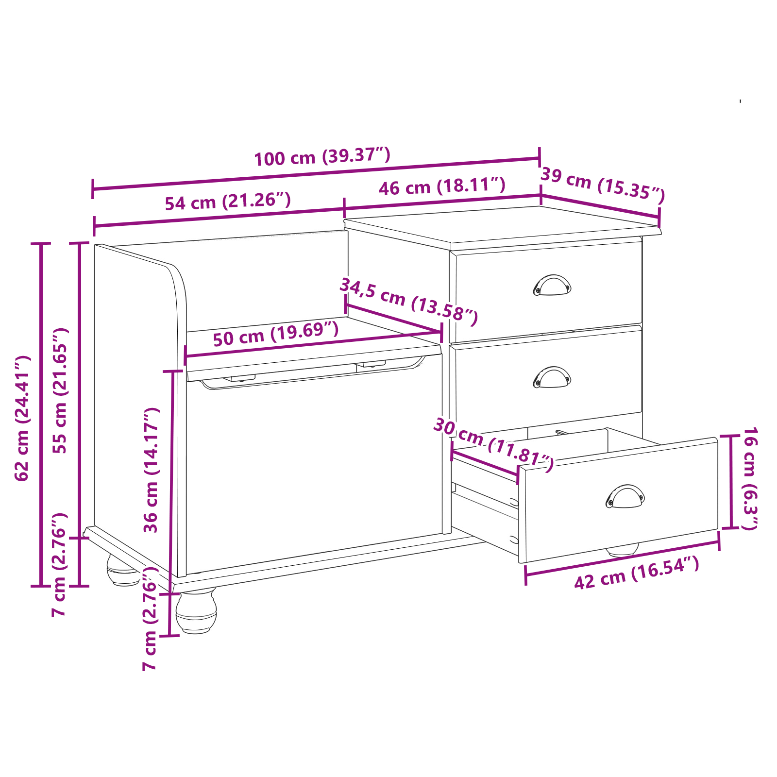 Entryway Storage Bench ASKIM White 100x39x62 cm Solid Wood Pine - Image 11