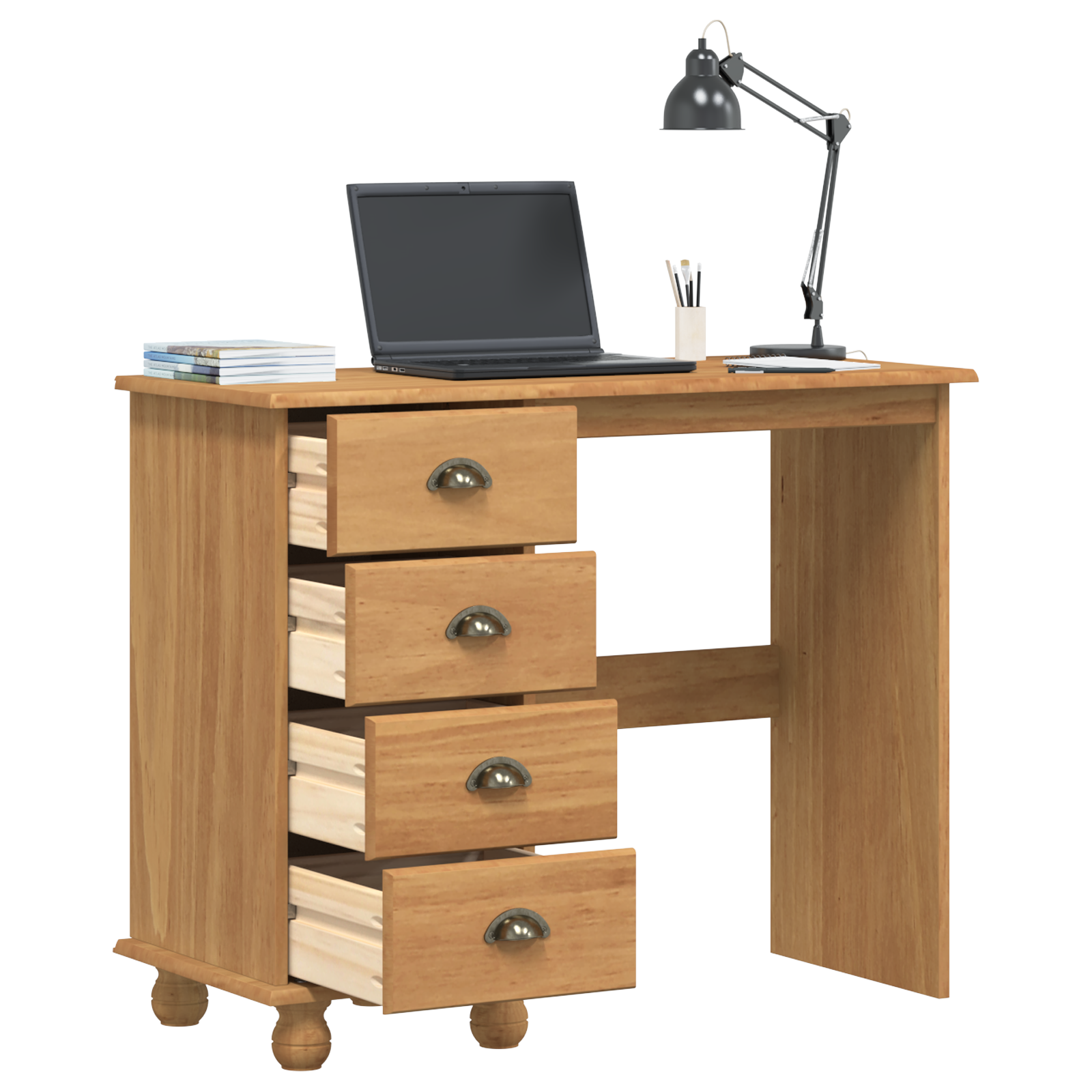 Desk 'ASKIM'with Drawers 95x40x75 cm Solid Wood Pine - Image 3