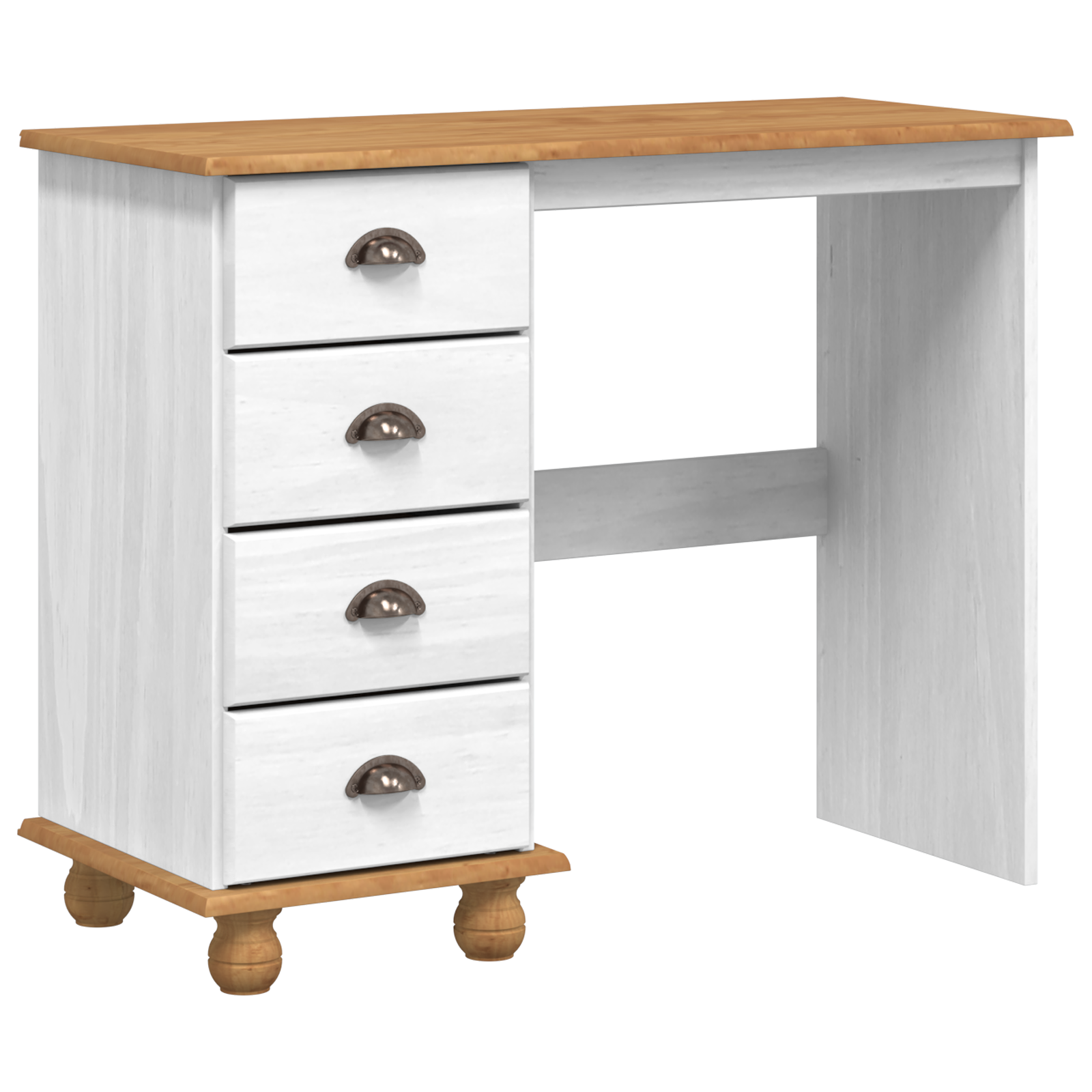 Desk "ASKIM" with Drawers White 95x40x75 cm Solid Wood Pine - Image 5