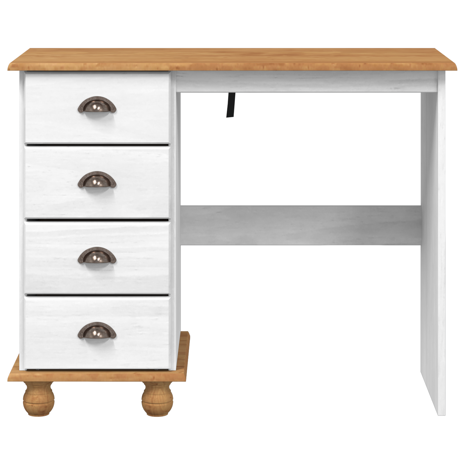 Desk "ASKIM" with Drawers White 95x40x75 cm Solid Wood Pine - Image 6