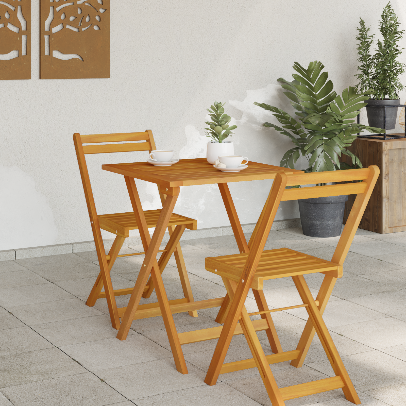Folding Garden Table Square 60x60x72 cm Solid Wood Acacia - Image 3