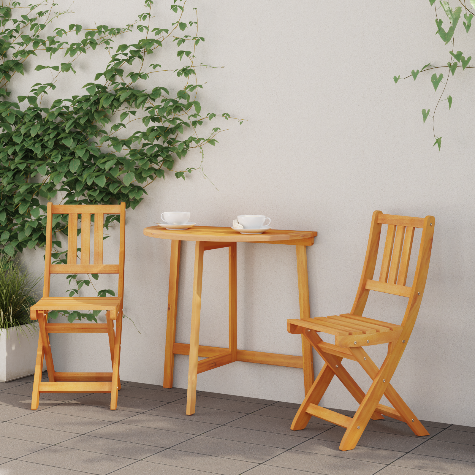 Inklapbare Tuinset 2 stuks 36x46x85 cm Massief Hout Acacia