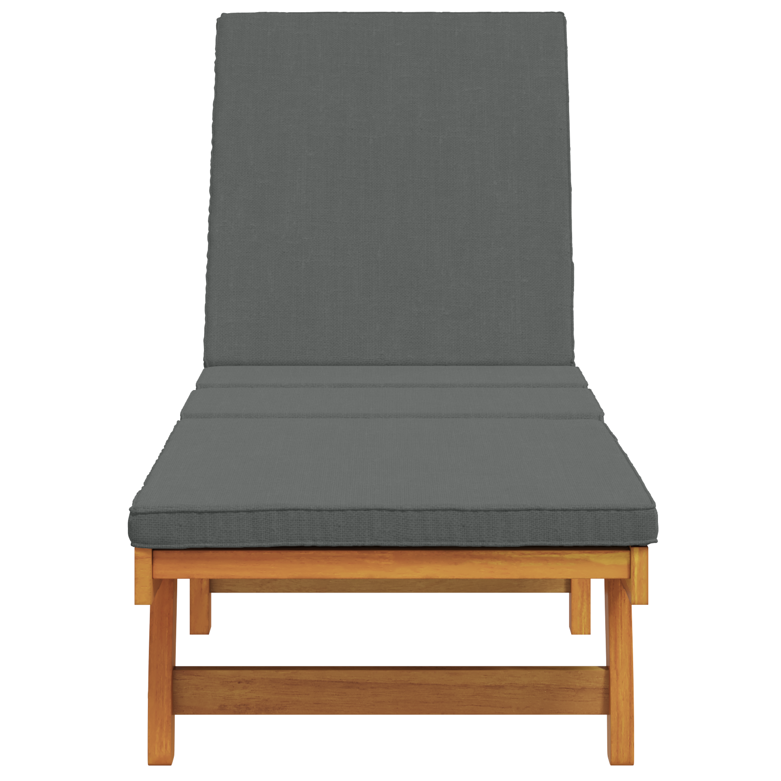 Sun Lounger with Wheels and Cushion in Dark Grey Solid Wood - Image 5