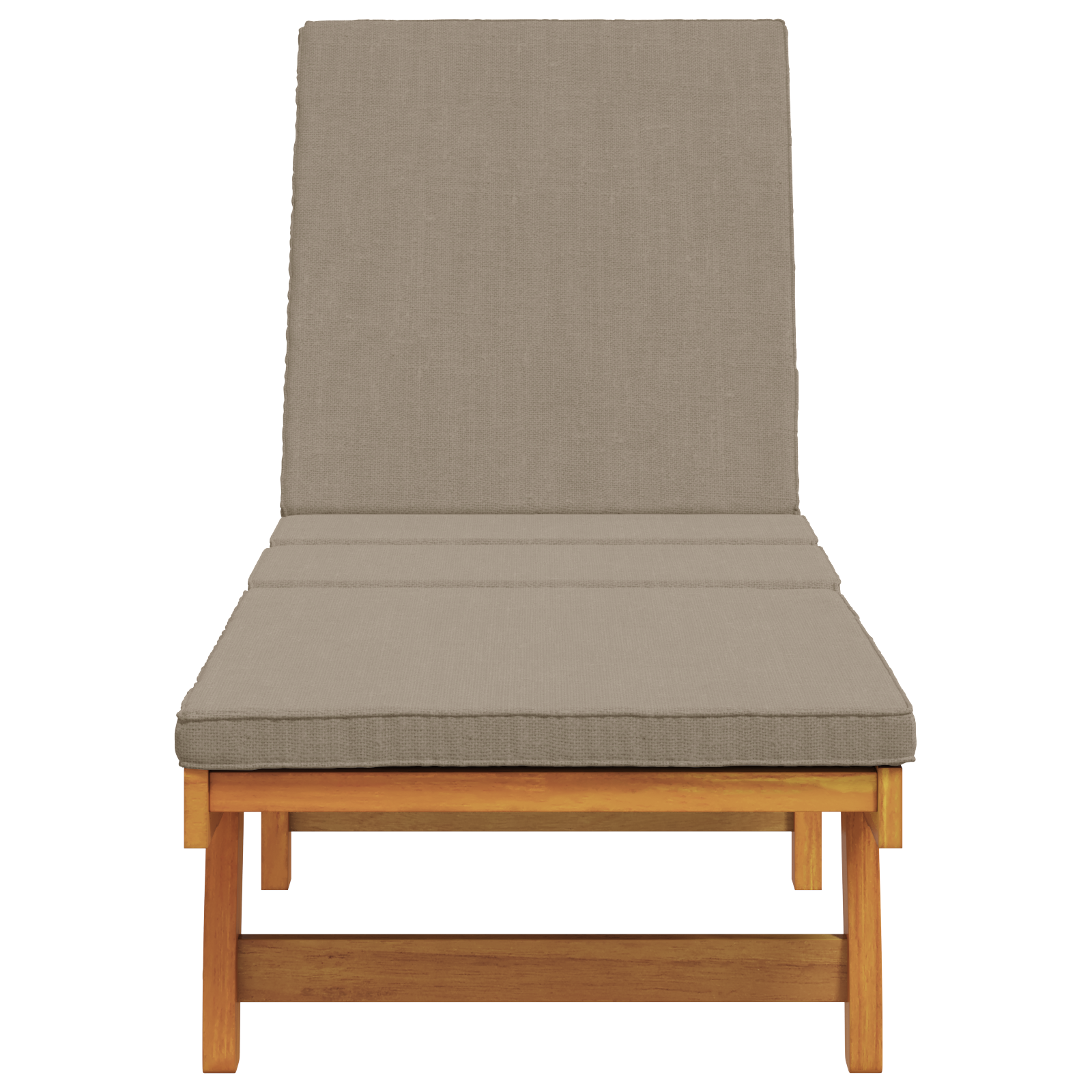 Sun Lounger with Wheels and Cushion in Taupe Solid Wood - Image 5