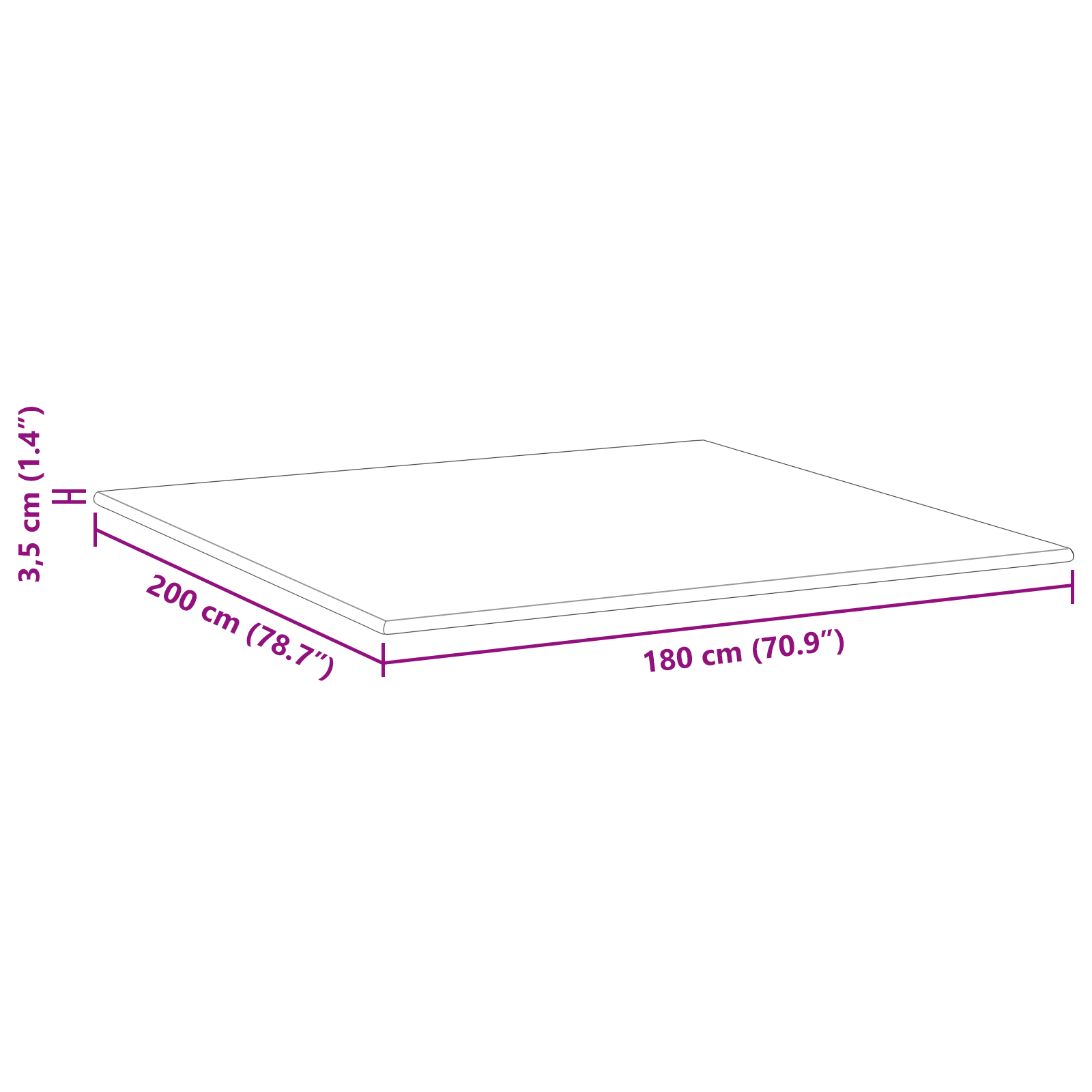 Traagschuimmatras topper 180 x 200 cm Thick Stof-100% polyester