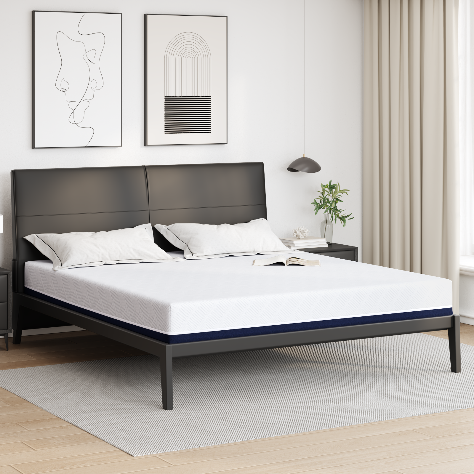 vidaXL Saltea Alb, albastru 200 x 200 cm Spumă