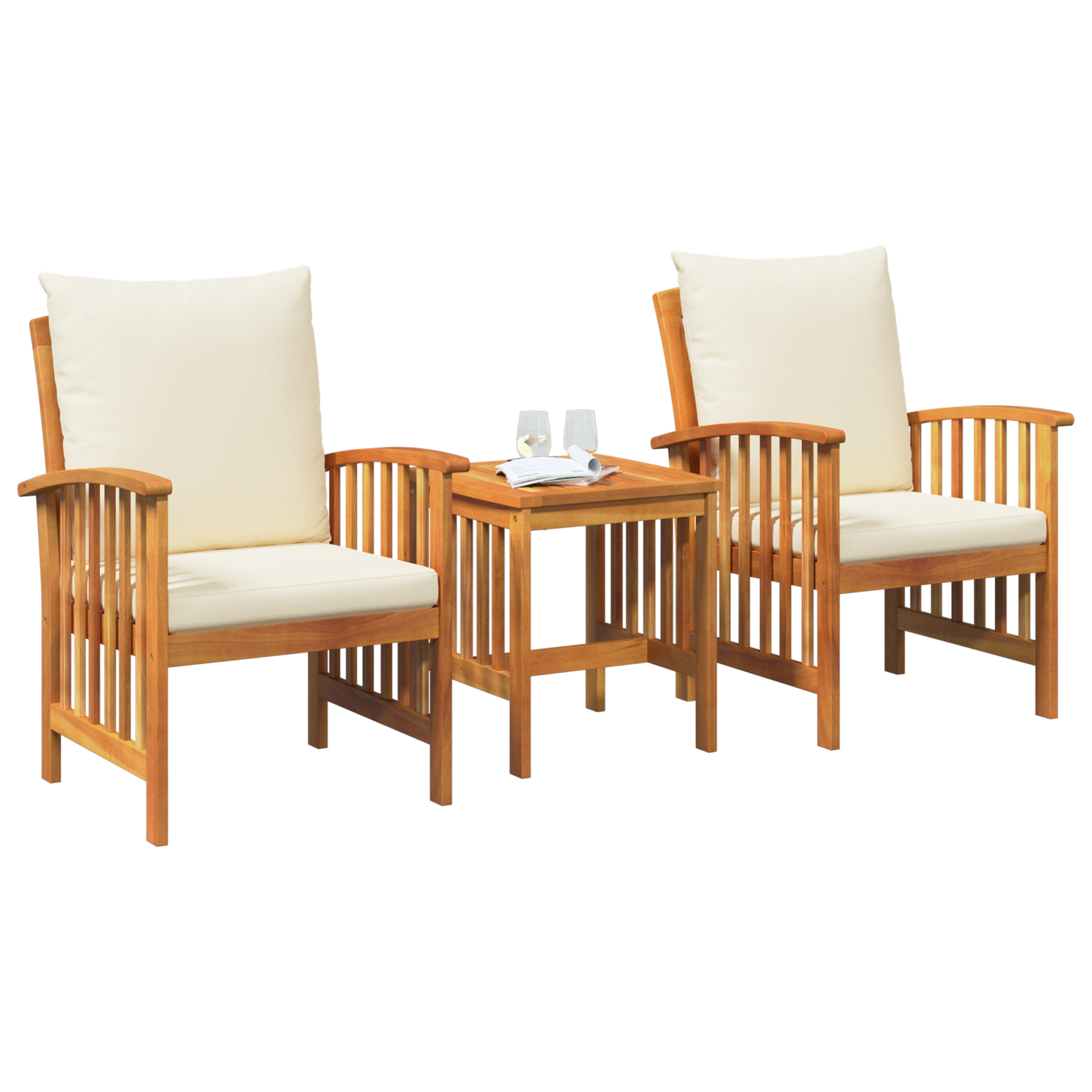 3 Piece Garden Lounge Set with Cushions Solid Acacia Wood - Image 3