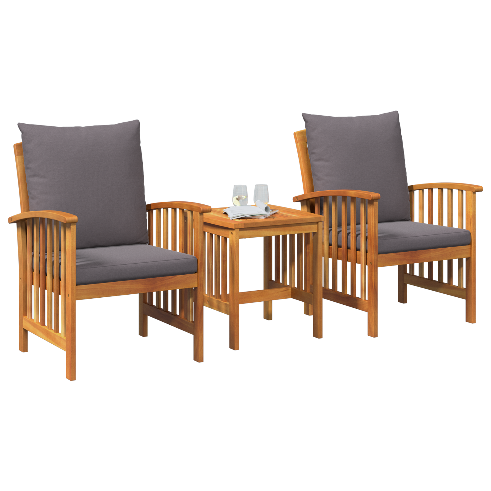 3 Piece Garden Lounge Set with Cushions Solid Acacia Wood - Image 3