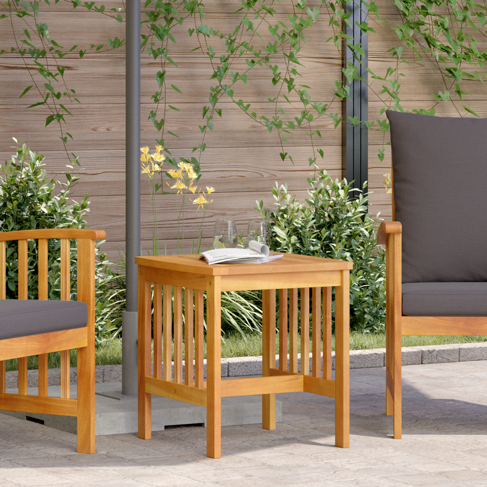 Tuin Bijzettafel Bruin 45x45x50 cm Massief Acaciahout