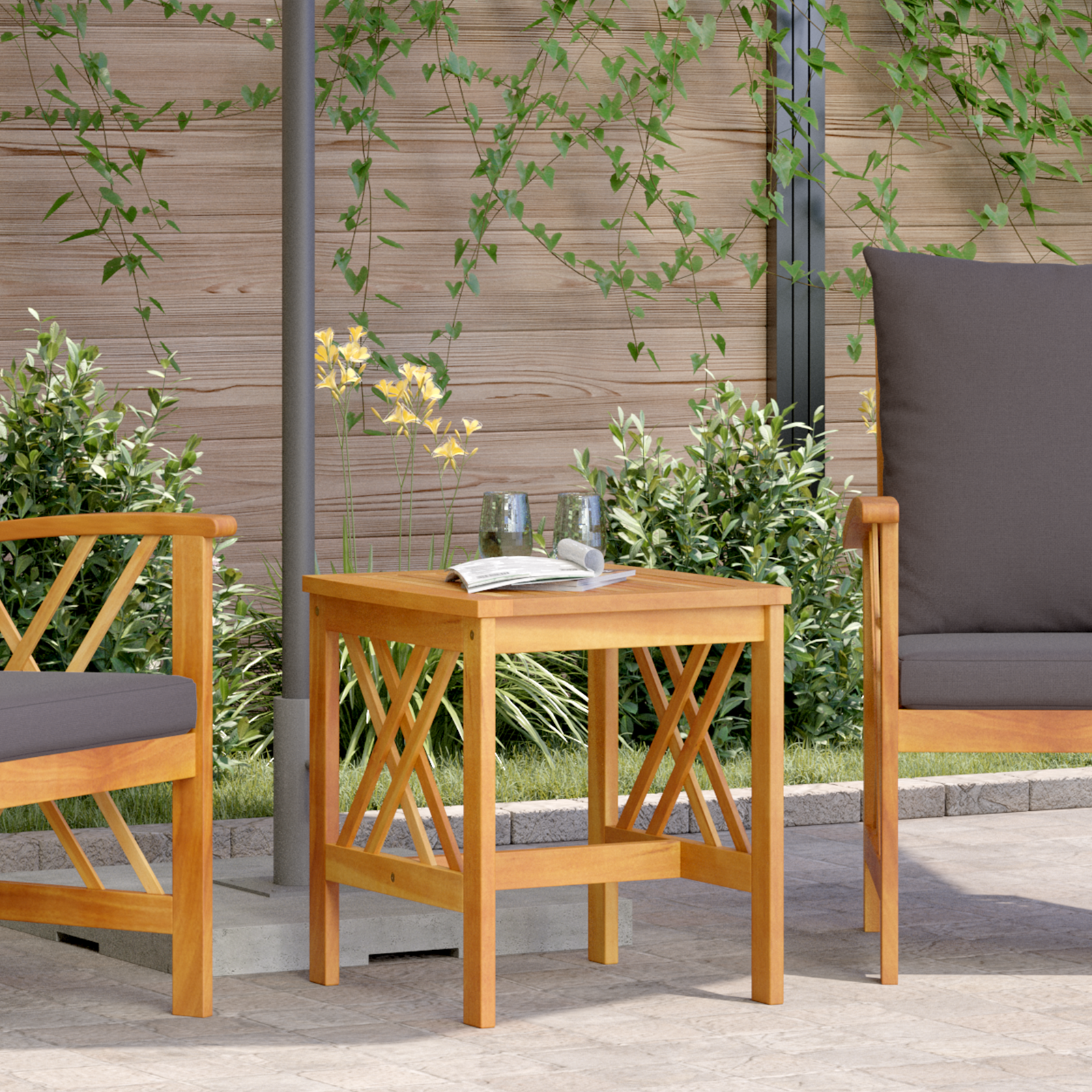 Tuin Bijzettafel Bruin 45x45x50 cm Massief Acaciahout