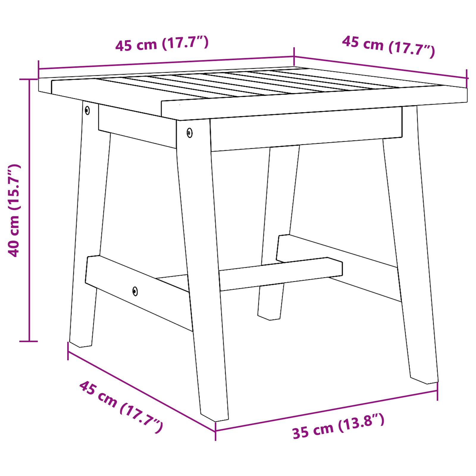 Side Table 45x45x40 cm Solid Wood Acacia - Image 10