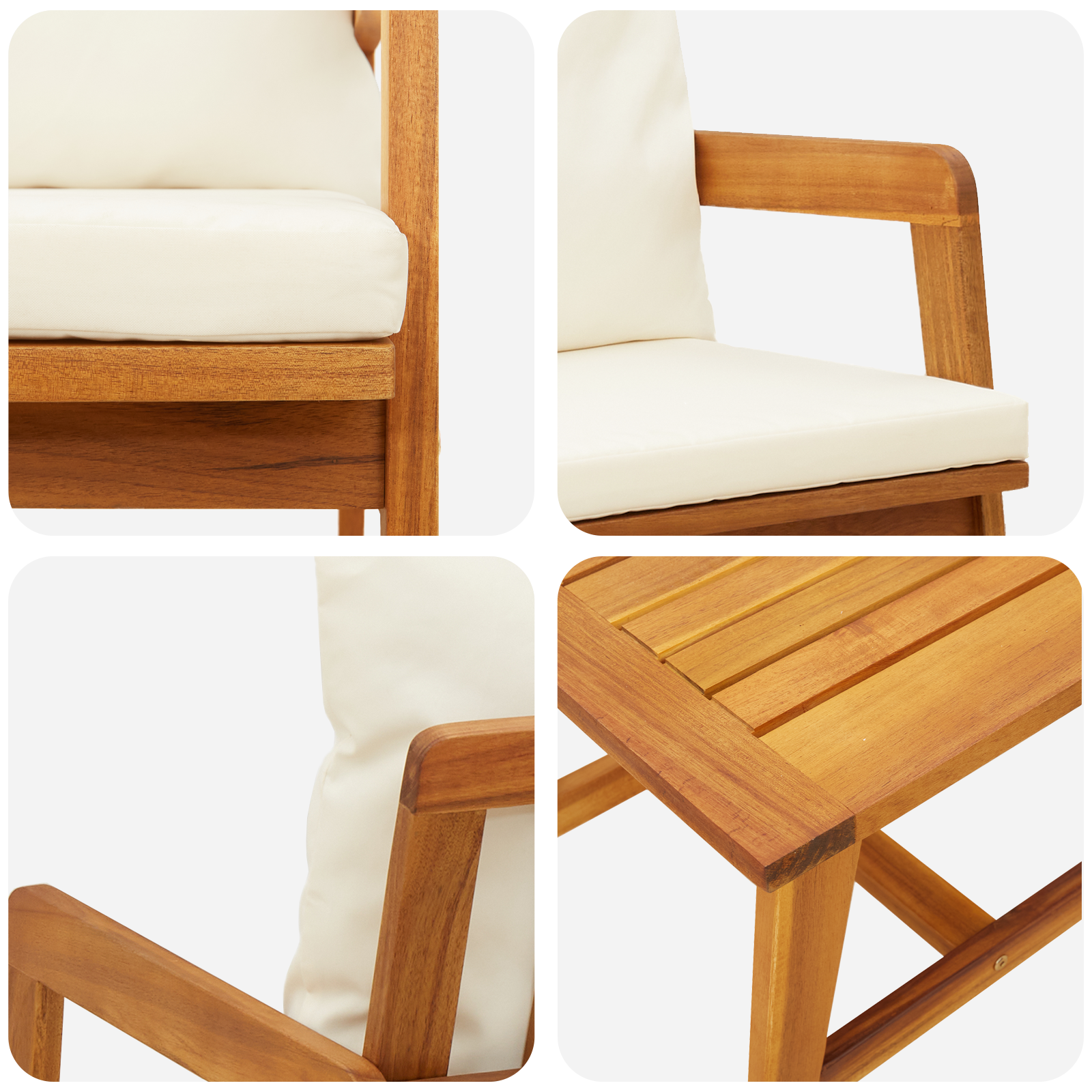 3 Часов комплект Bistro с възглавници от масивна акациева дървесина - Image 9