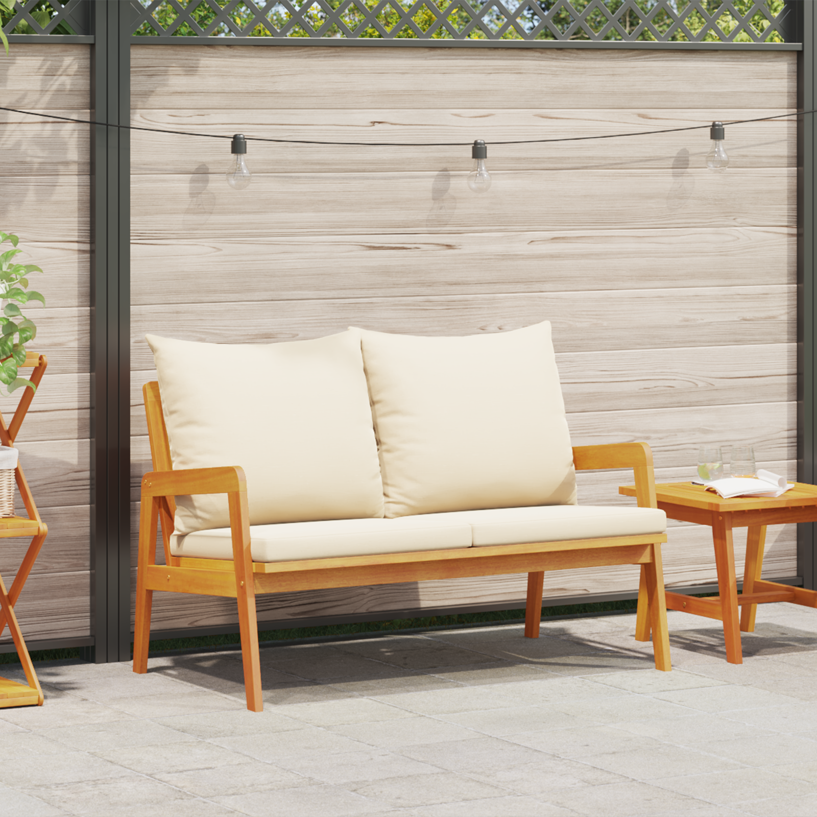 Tuinbank met Kussens 115x65x71 cm Massief Acaciahout
